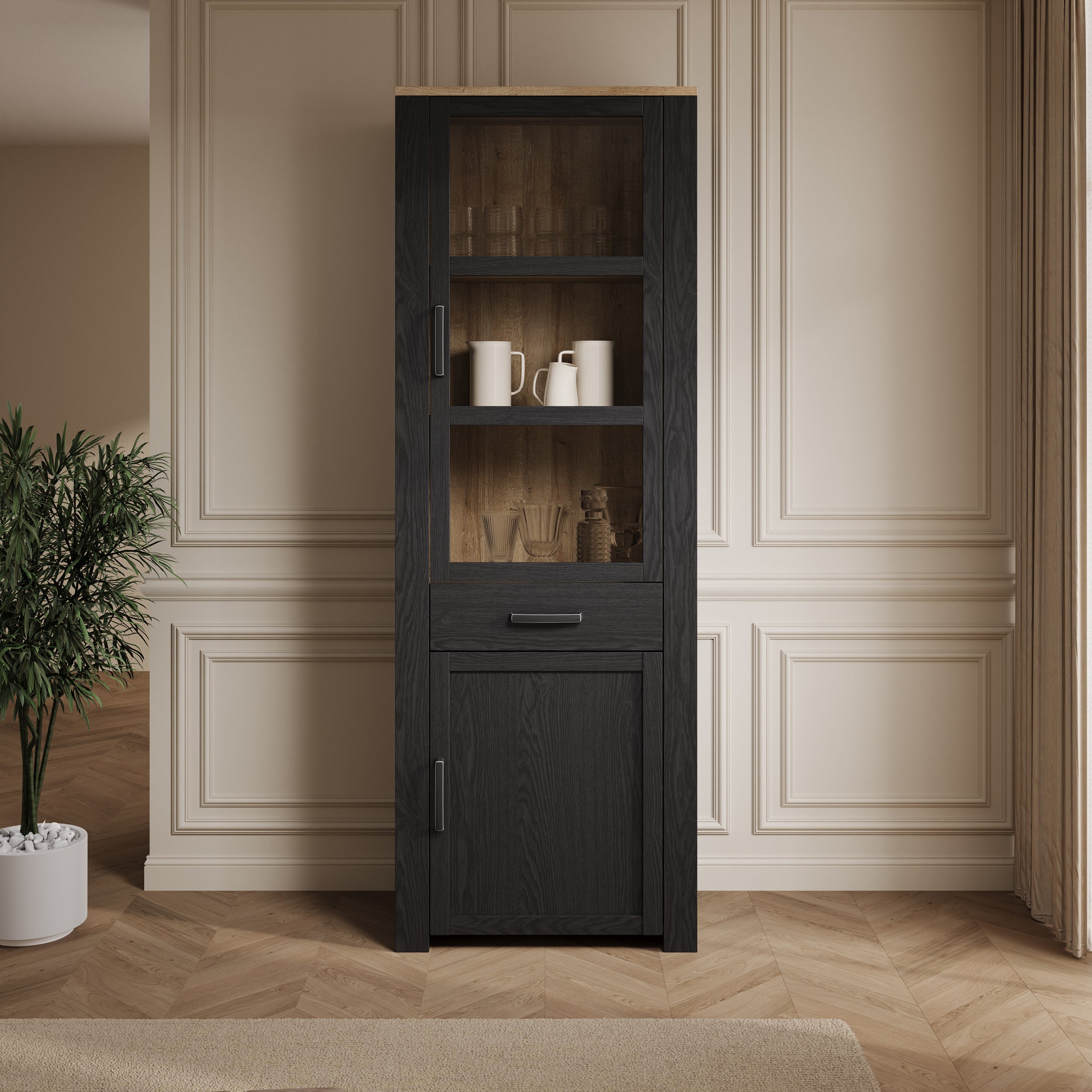 Borello - Buffetkast - Zwart - 72x42x205 cm