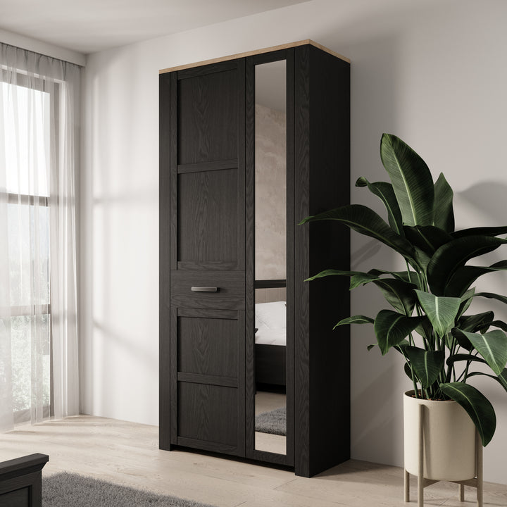 Borello - Kledingkast 2 deurs - Zwart - 94x42x205 cm