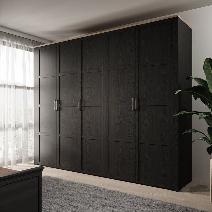 Borello - Kledingkast 5 deurs - Zwart - 266x60x214 cm