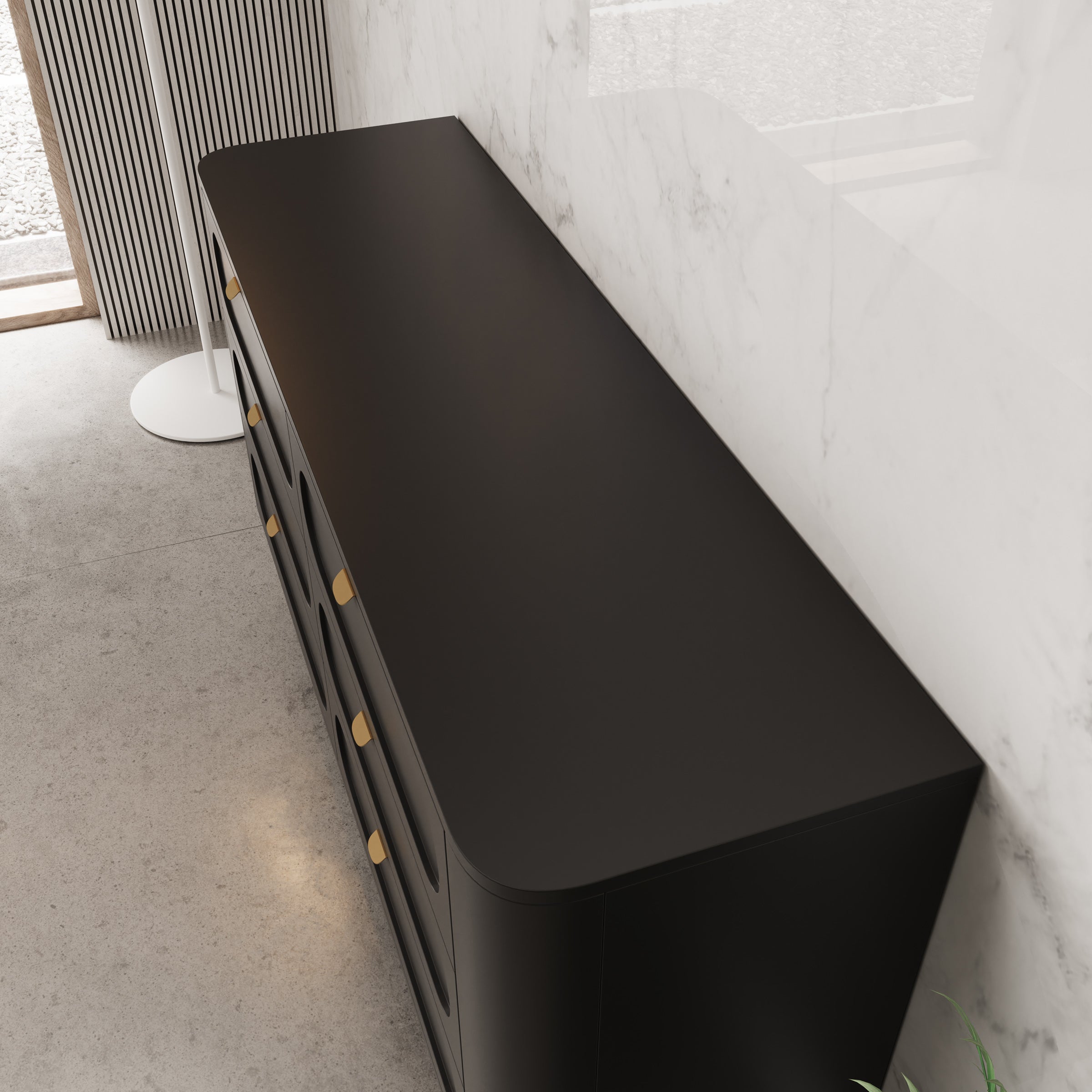 Borneo - Ladekast 6 lades - Zwart - 138x40x80 cm
