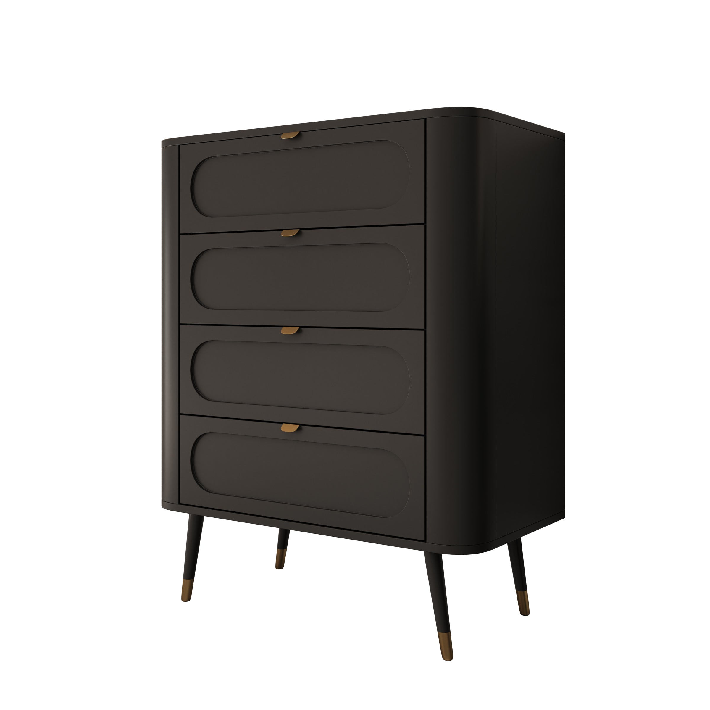 Borneo - Ladekast met 4 lades - Zwart - 78x40x98 cm