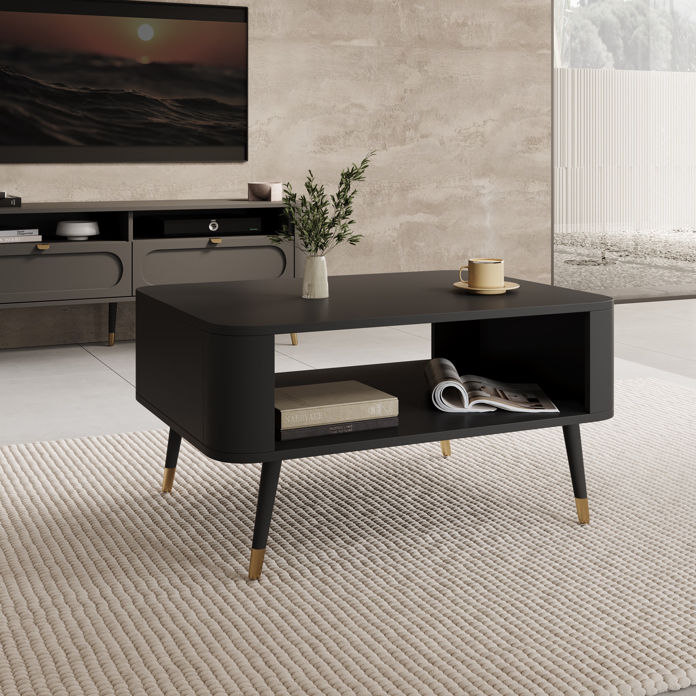Borneo - Salontafel - Zwart - 80x60x42 cm