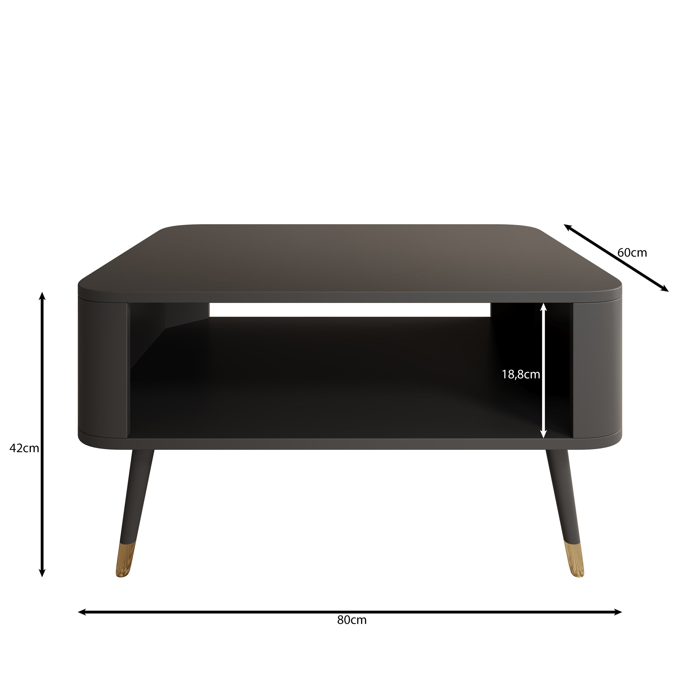 Borneo - Salontafel - Zwart - 80x60x42 cm