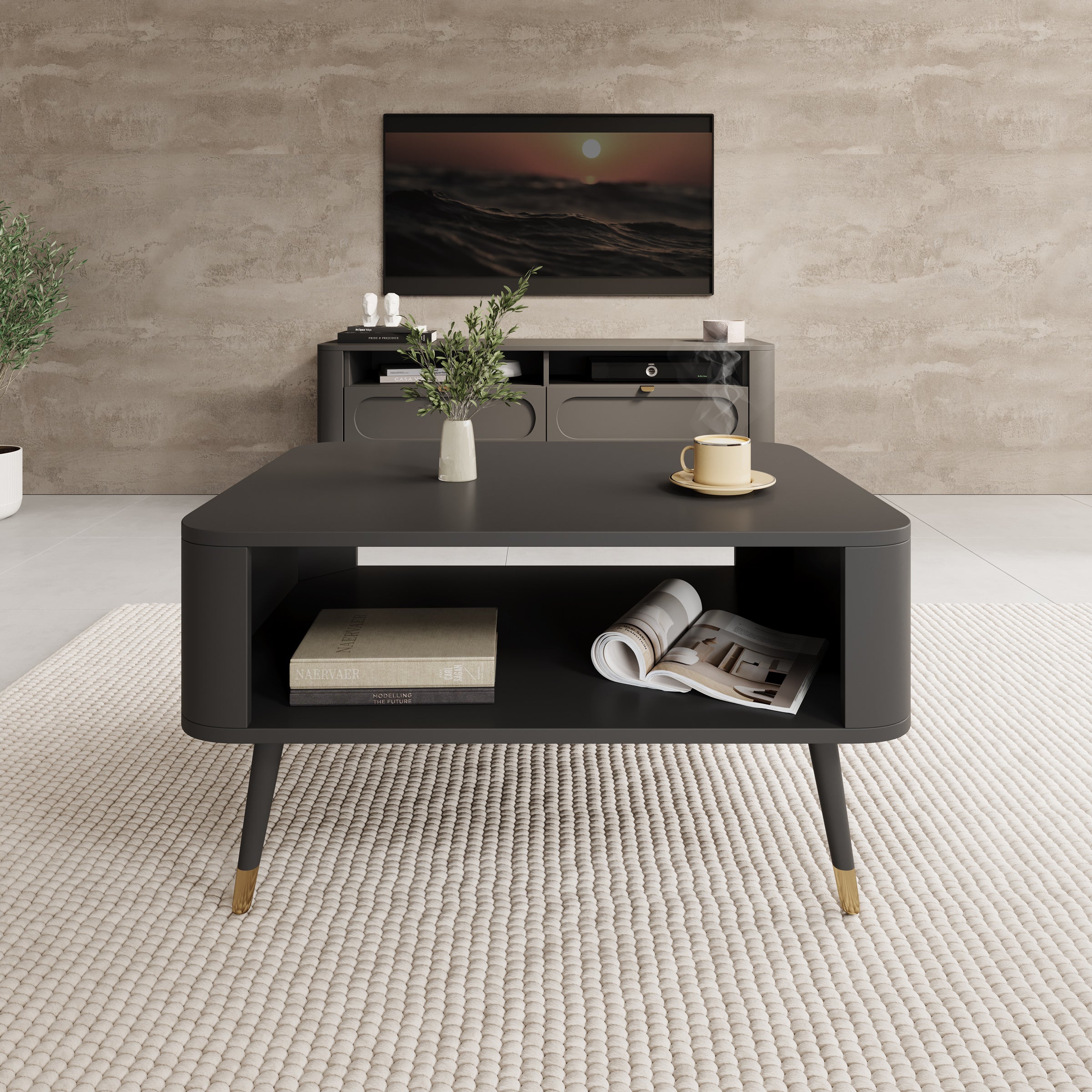 Borneo - Salontafel - Zwart - 80x60x42 cm
