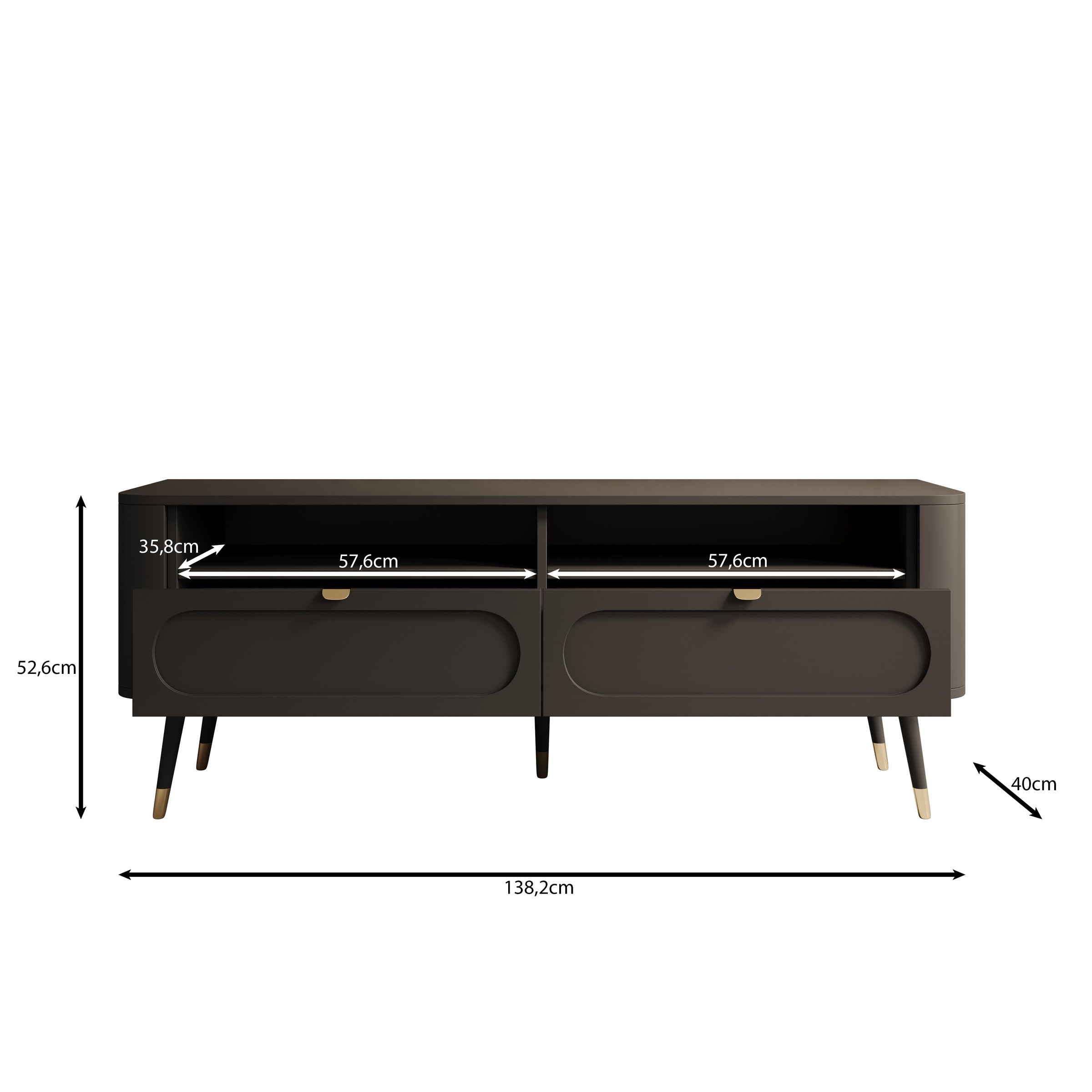 Borneo - TV-Meubel - Zwart - 138x40x53 cm