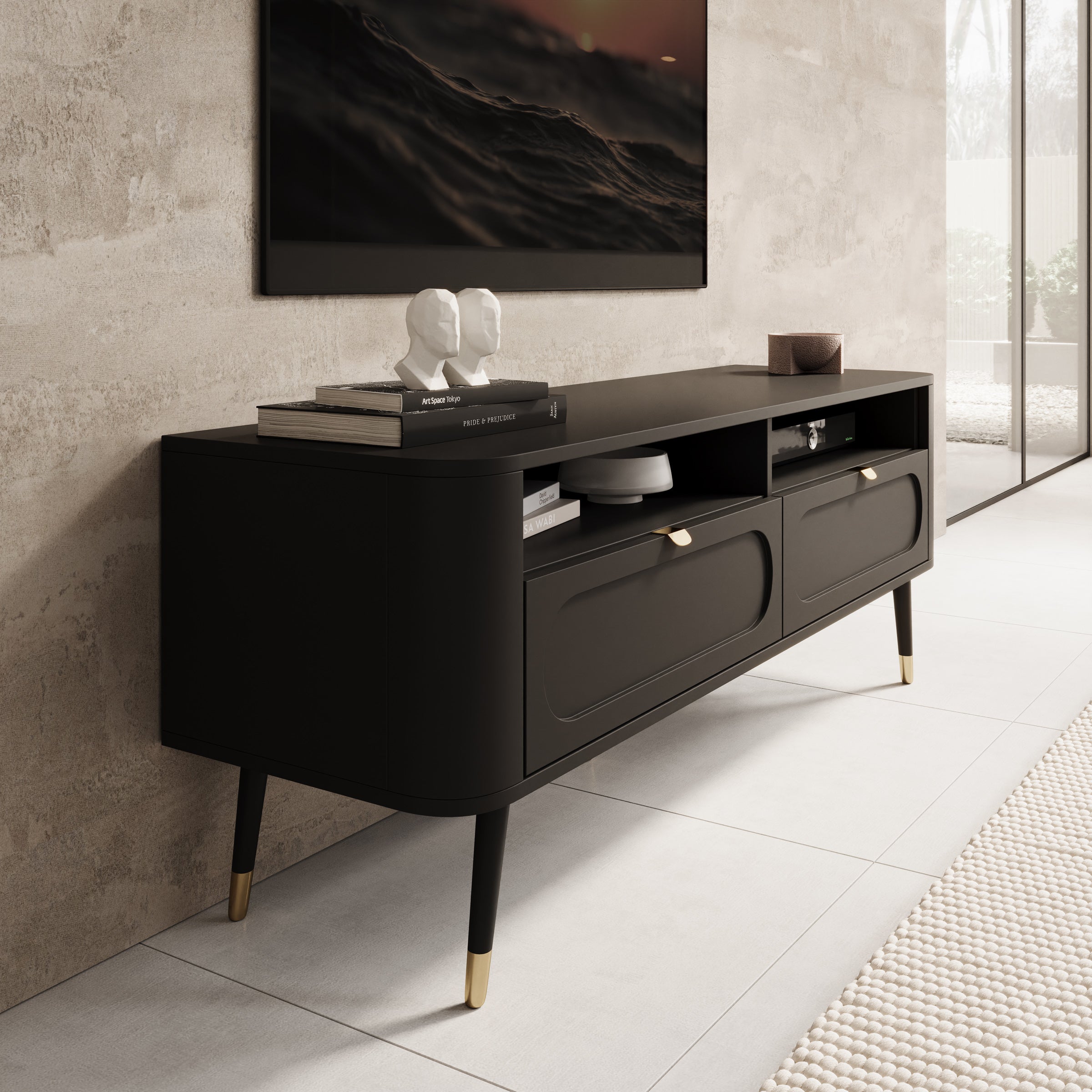 Borneo - TV-Meubel - Zwart - 138x40x53 cm