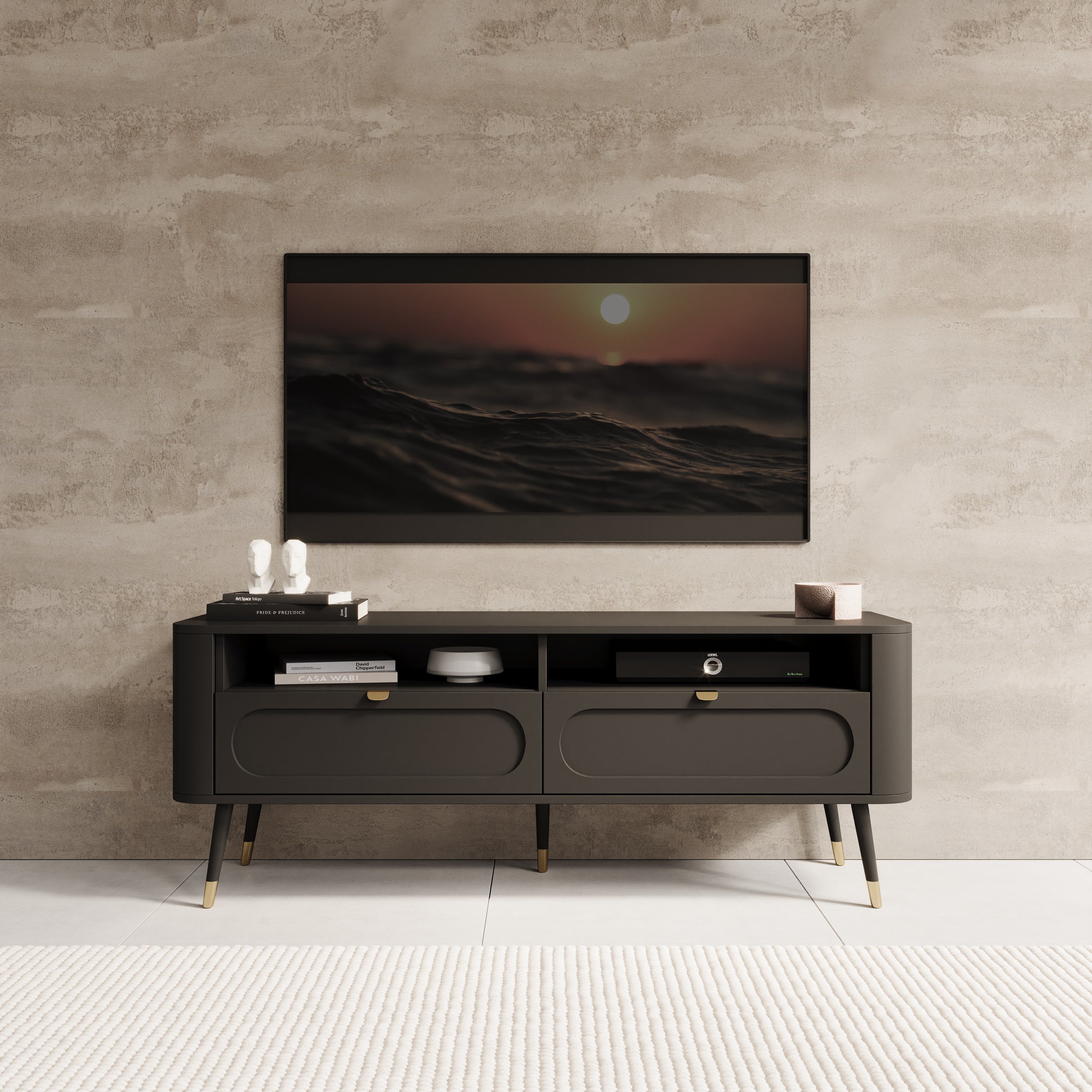 Borneo - TV-Meubel - Zwart - 138x40x53 cm