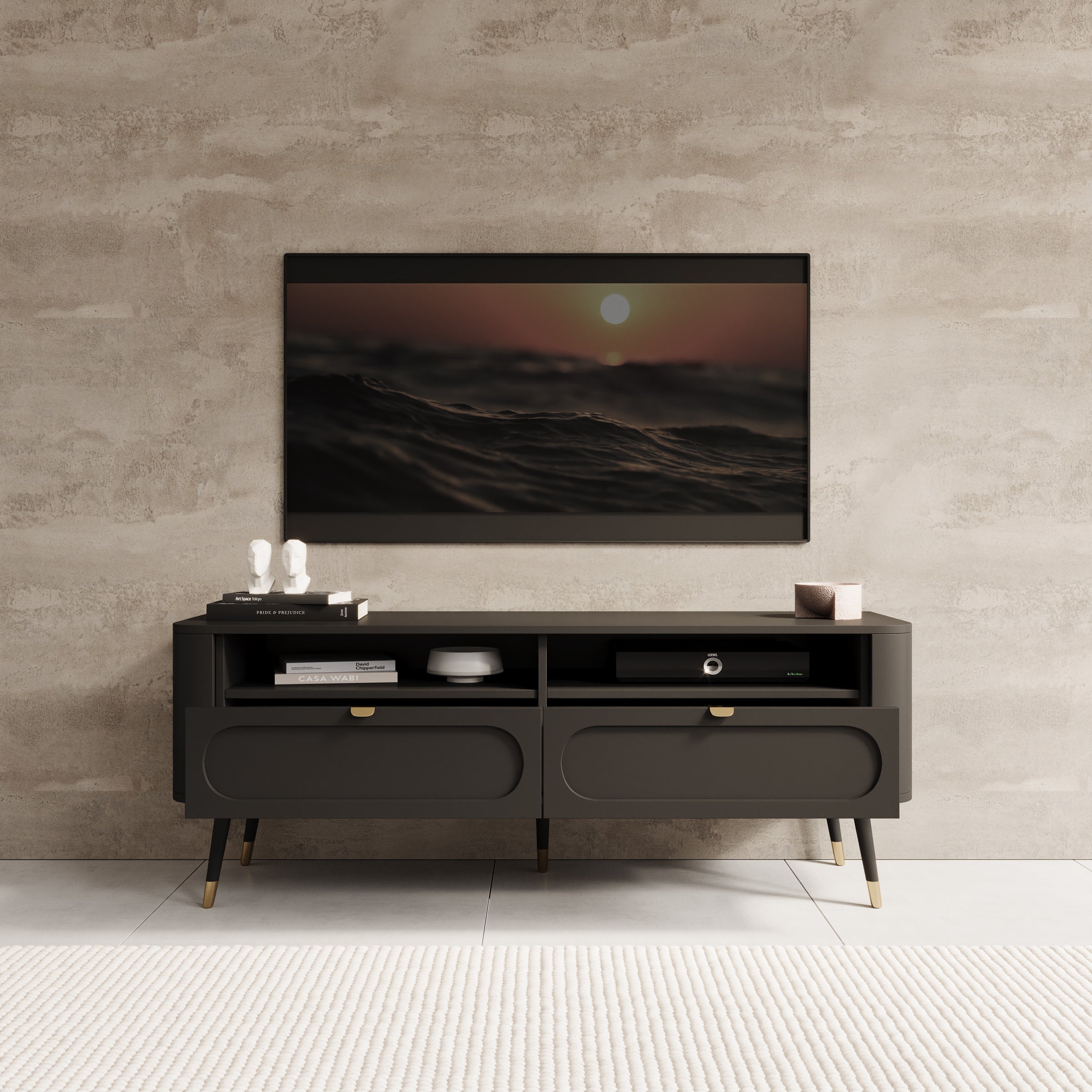 Borneo - TV-Meubel - Zwart - 138x40x53 cm