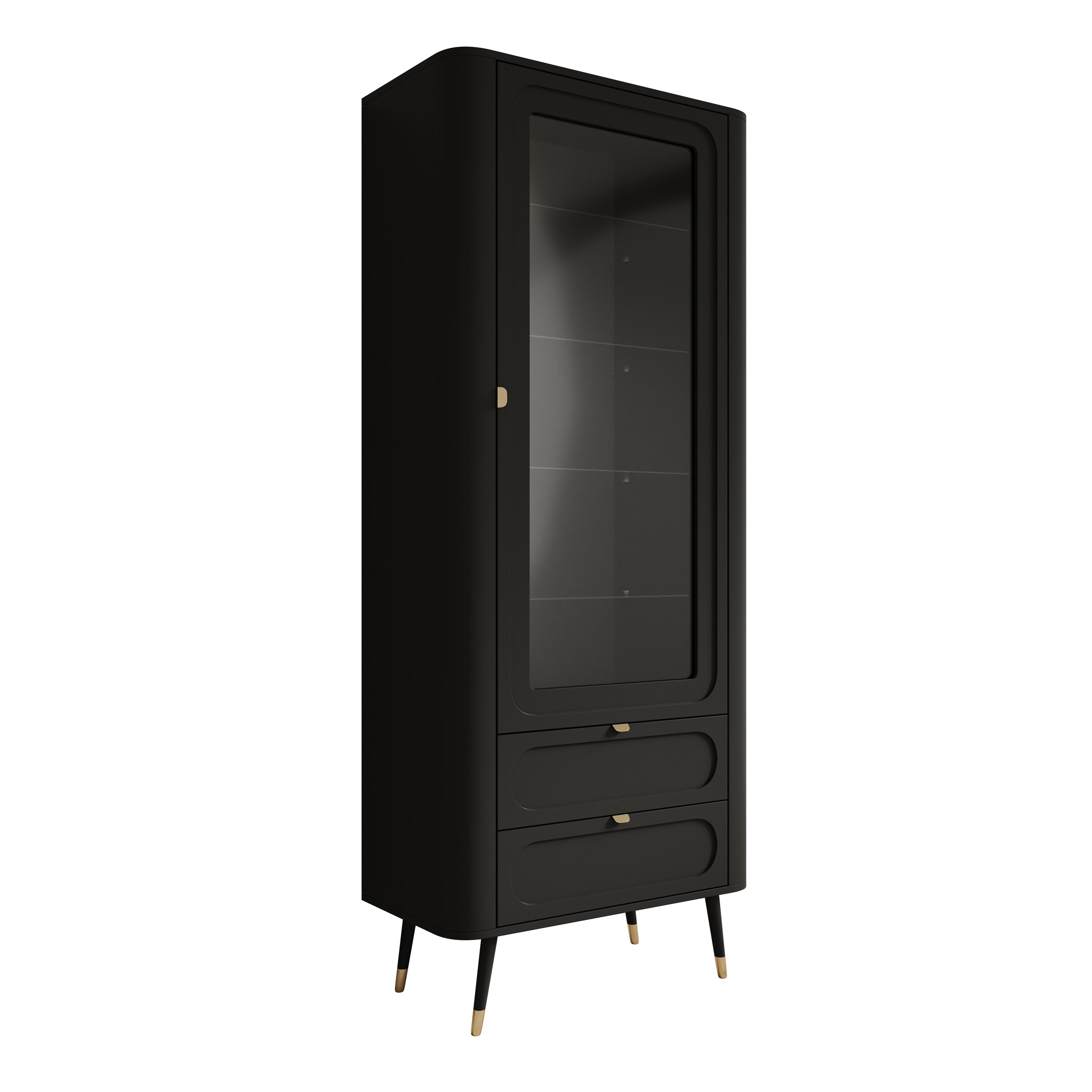 Borneo - Vitrinekast - Zwart - 78x40x192 cm