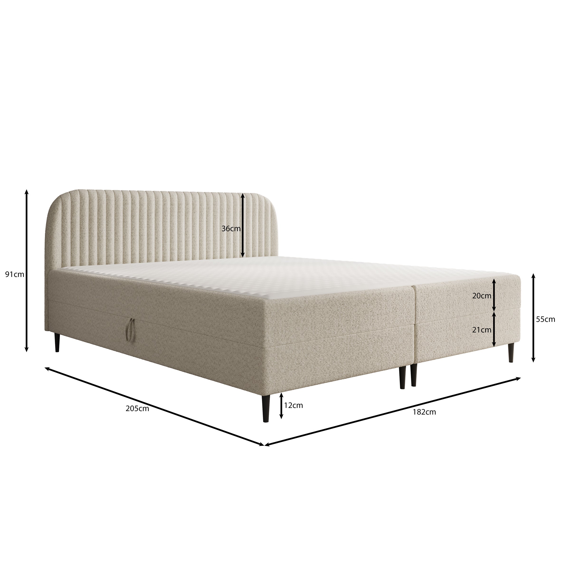 Bosque - Boxspring met opbergruimte - Teddystof beige - 180x200 cm