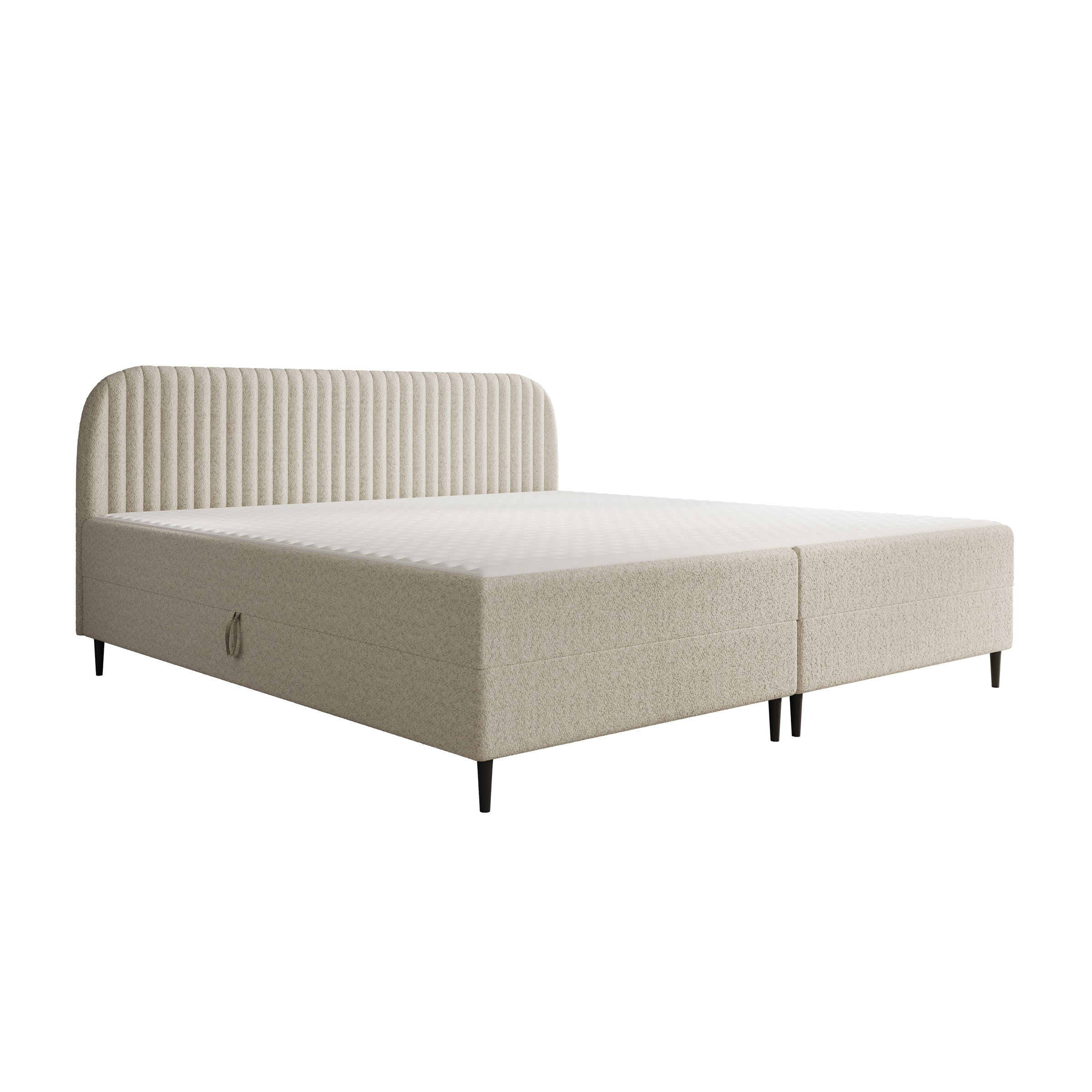 Bosque - Boxspring met opbergruimte - Teddystof beige - 200x200 cm