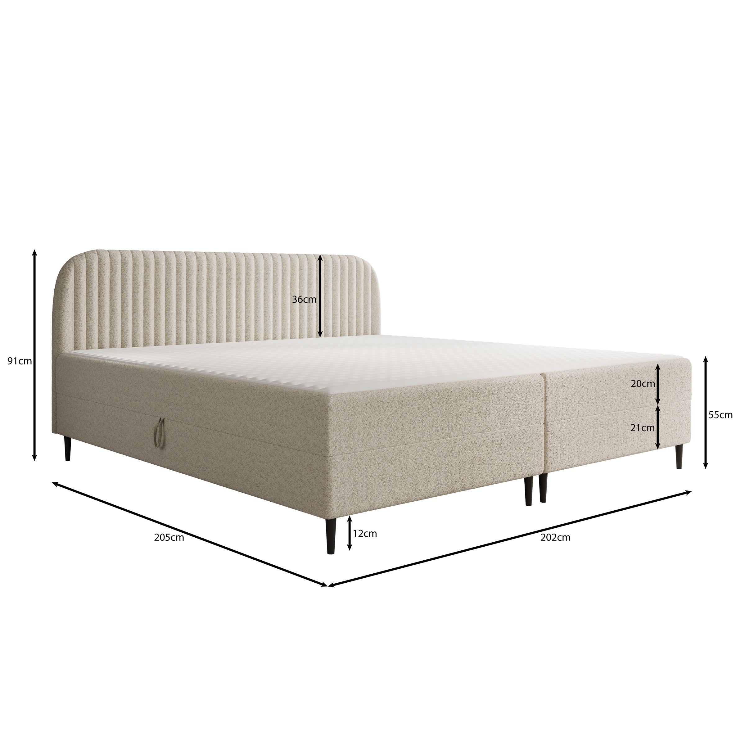 Bosque - Boxspring met opbergruimte - Teddystof beige - 200x200 cm