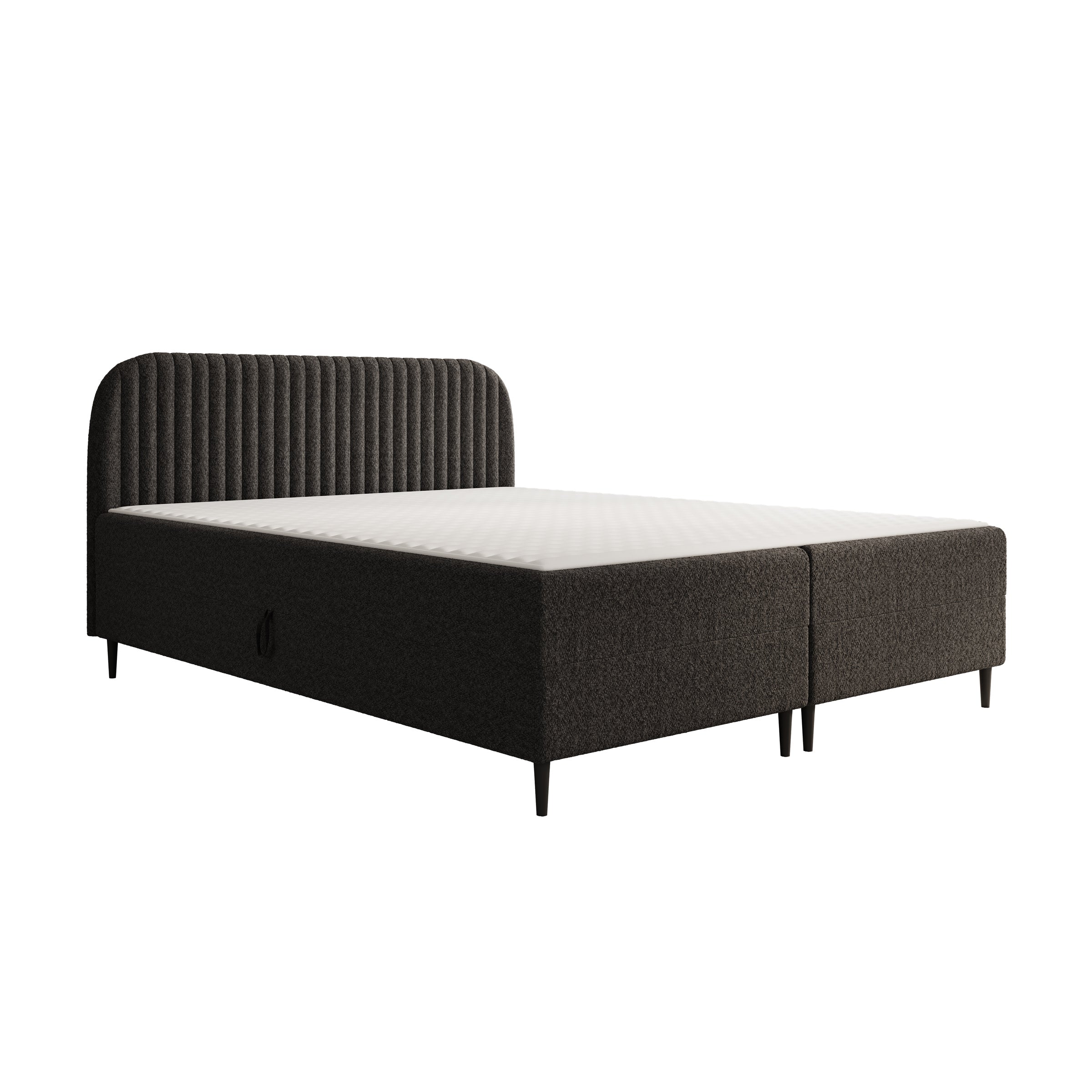 Bosque - Boxspring met opbergruimte - Teddystof zwart - 160x200 cm