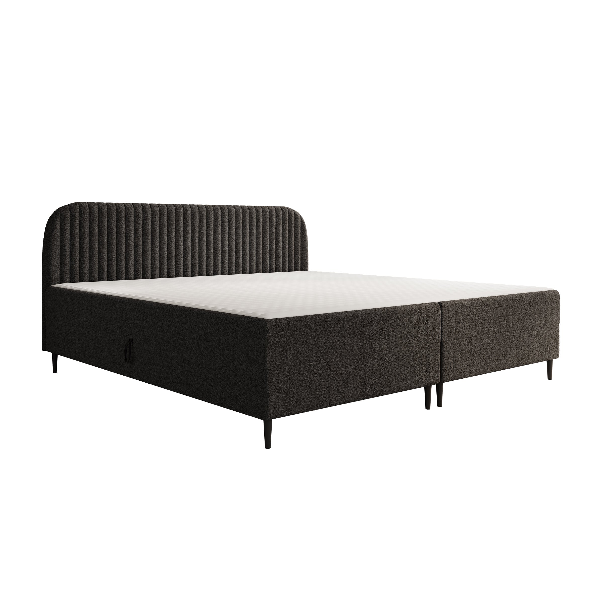 Bosque - Boxspring met opbergruimte - Teddystof zwart - 200x200 cm