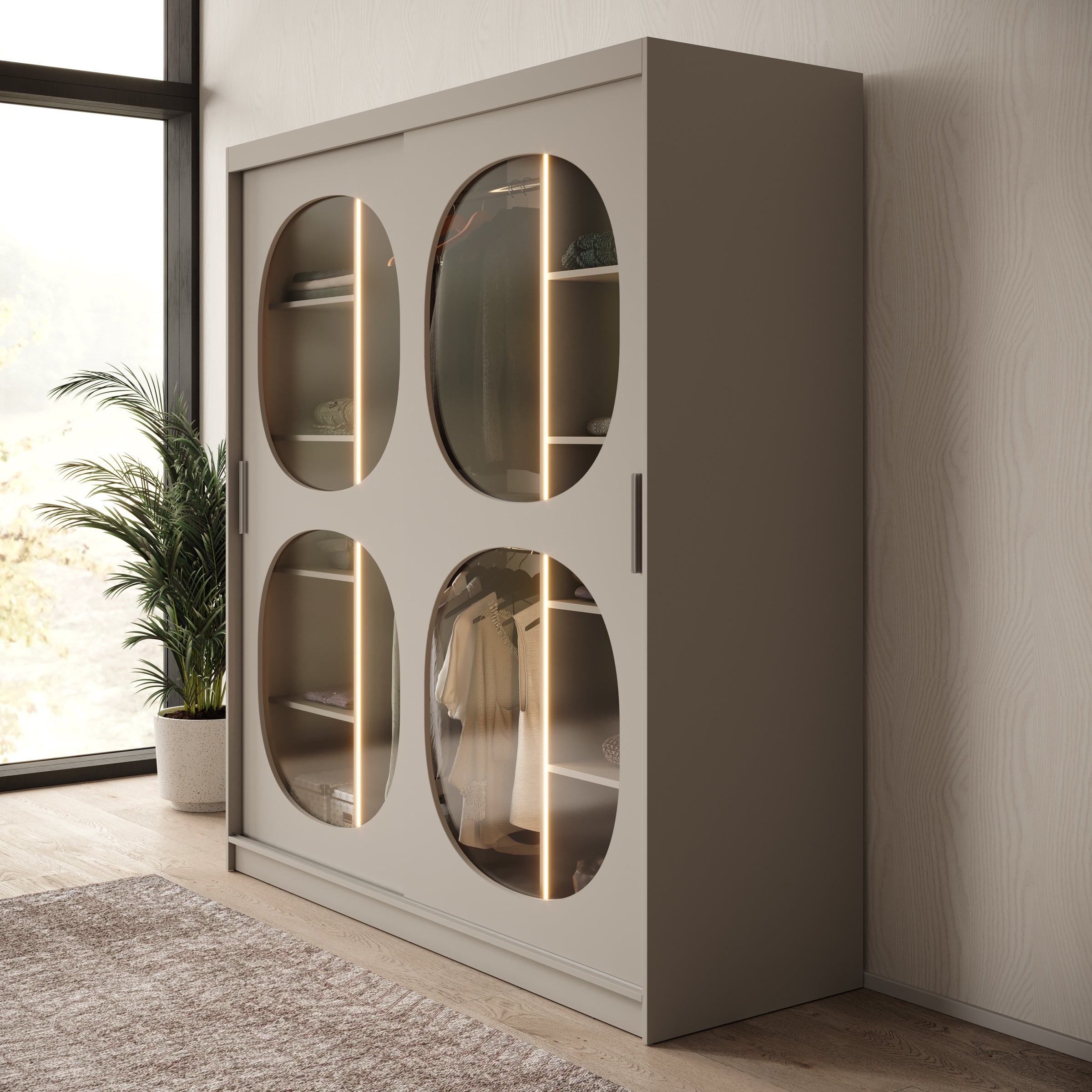 Bravanti - Kledingkast - Beige - 180x62x200 cm