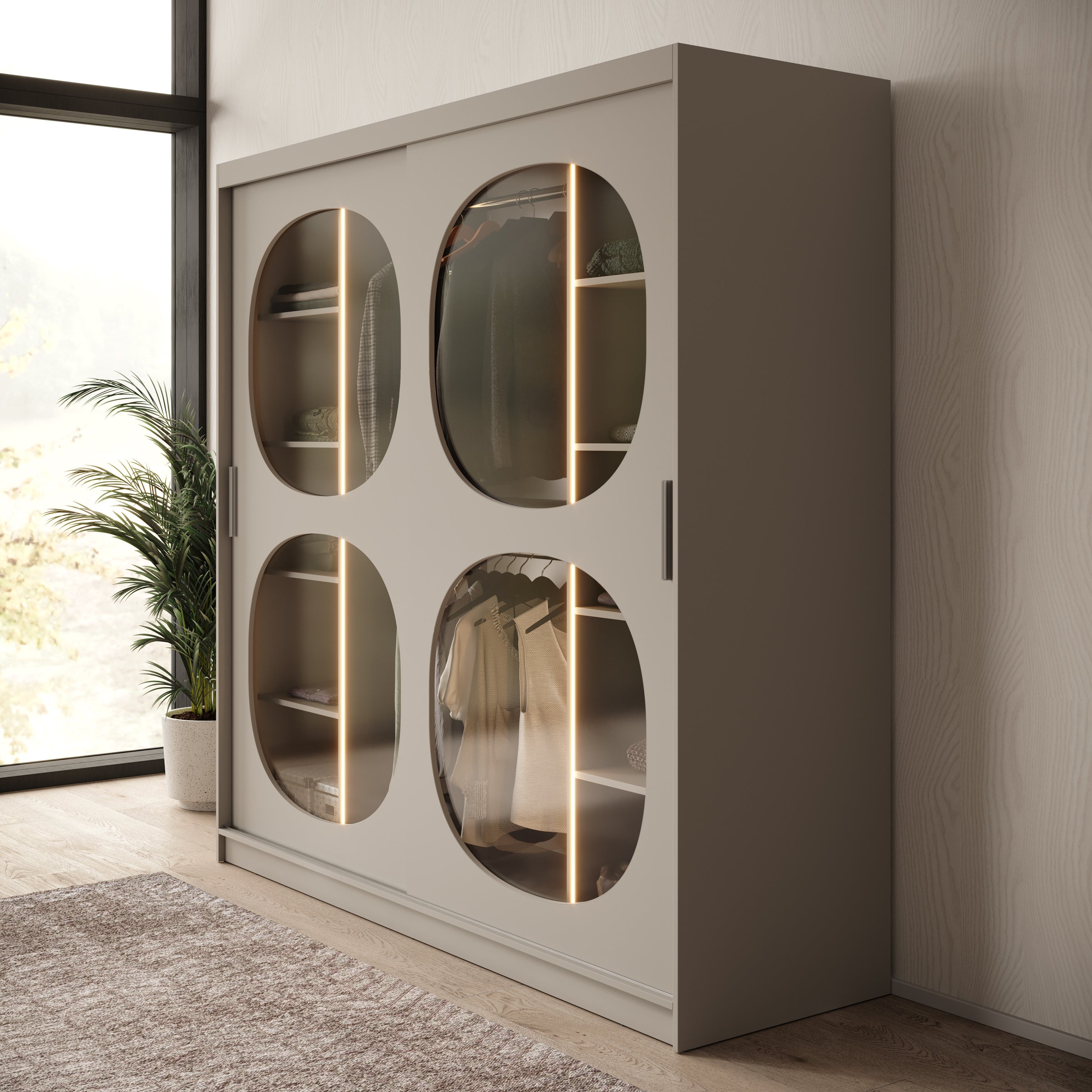 Bravanti - Kledingkast - Beige - 200x62x200 cm