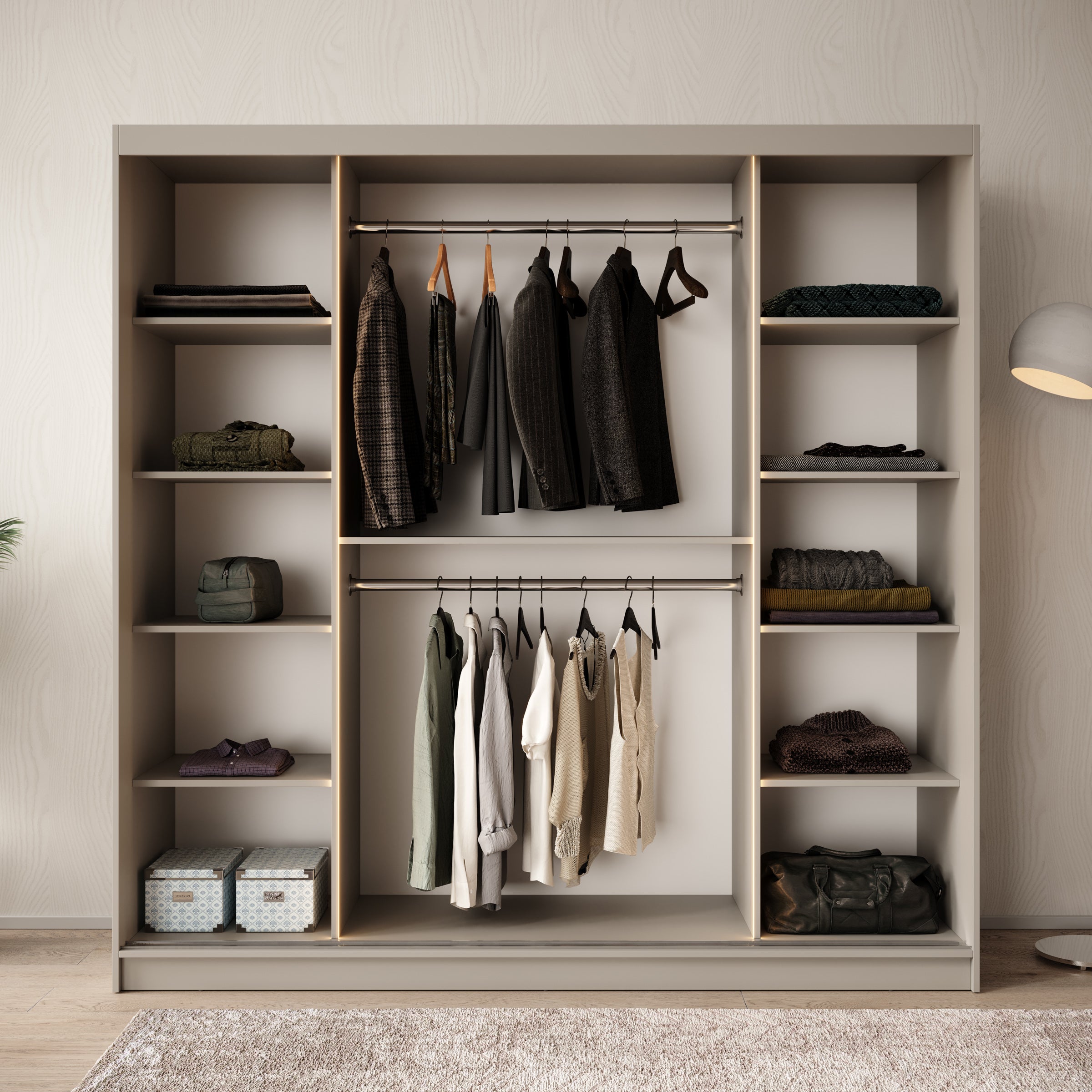 Bravanti - Kledingkast - Beige - 200x62x200 cm