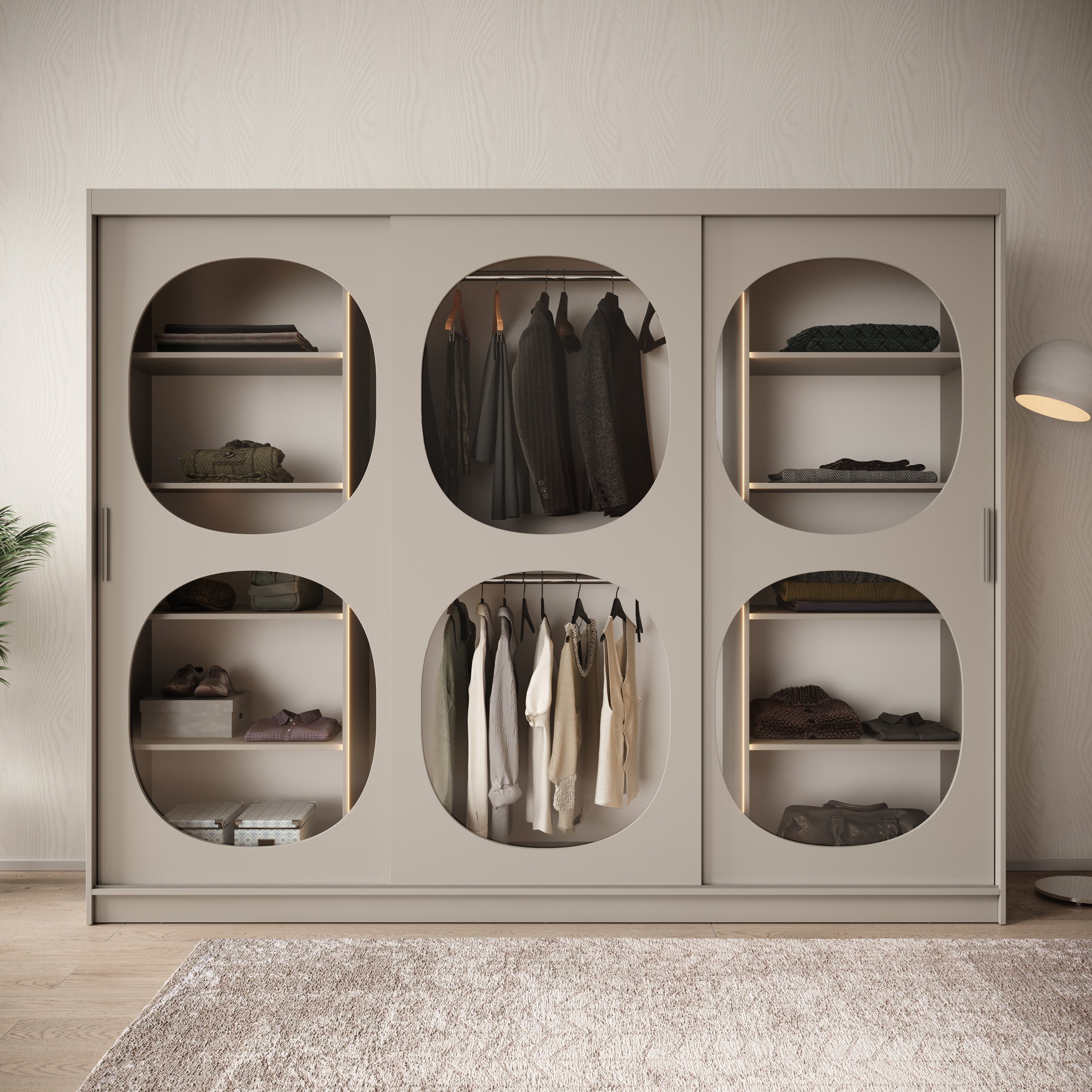 Bravanti - Kledingkast - Beige - 250x62x200cm