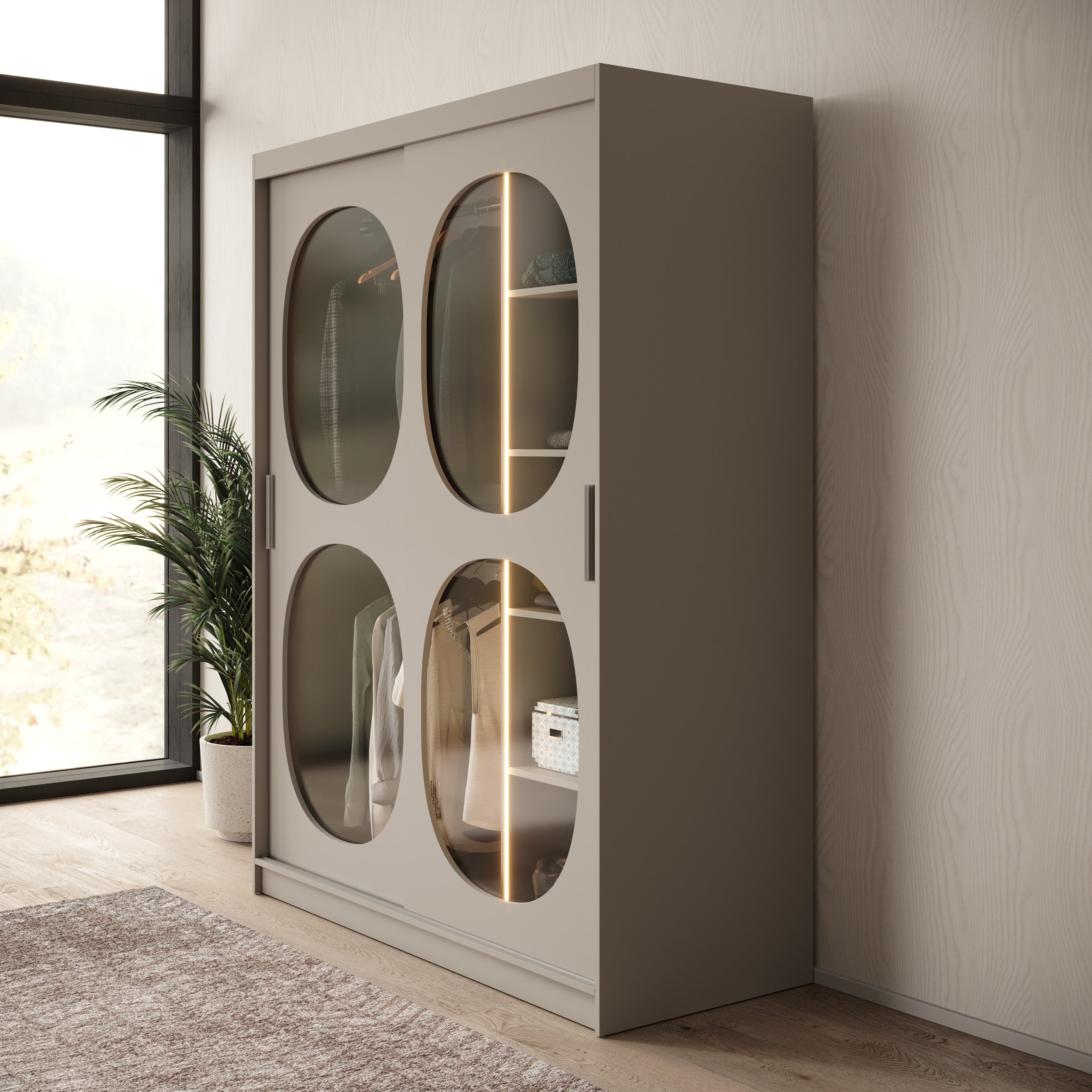 Bravanti - Kledingkast - Beige - 150x62x200 cm