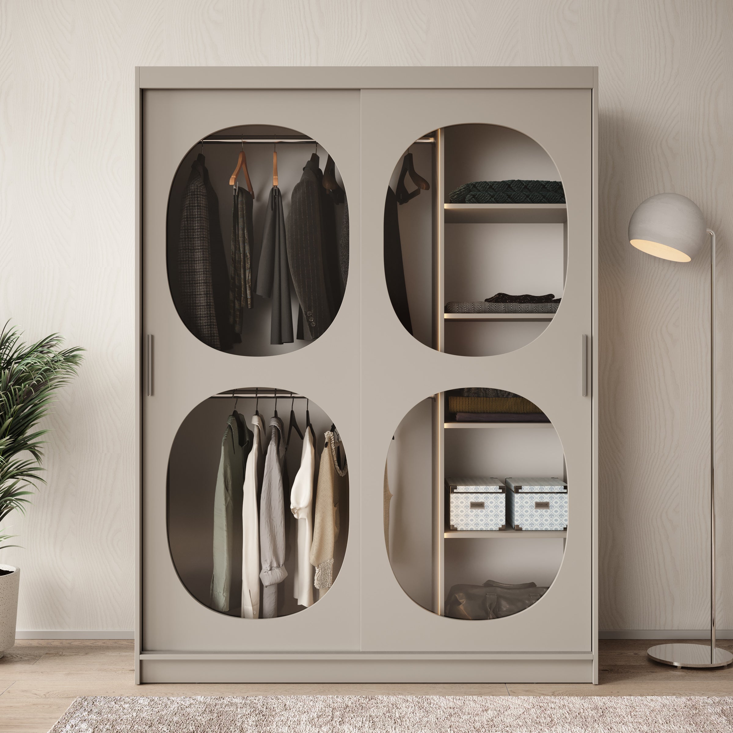 Bravanti - Kledingkast - Beige - 150x62x200 cm