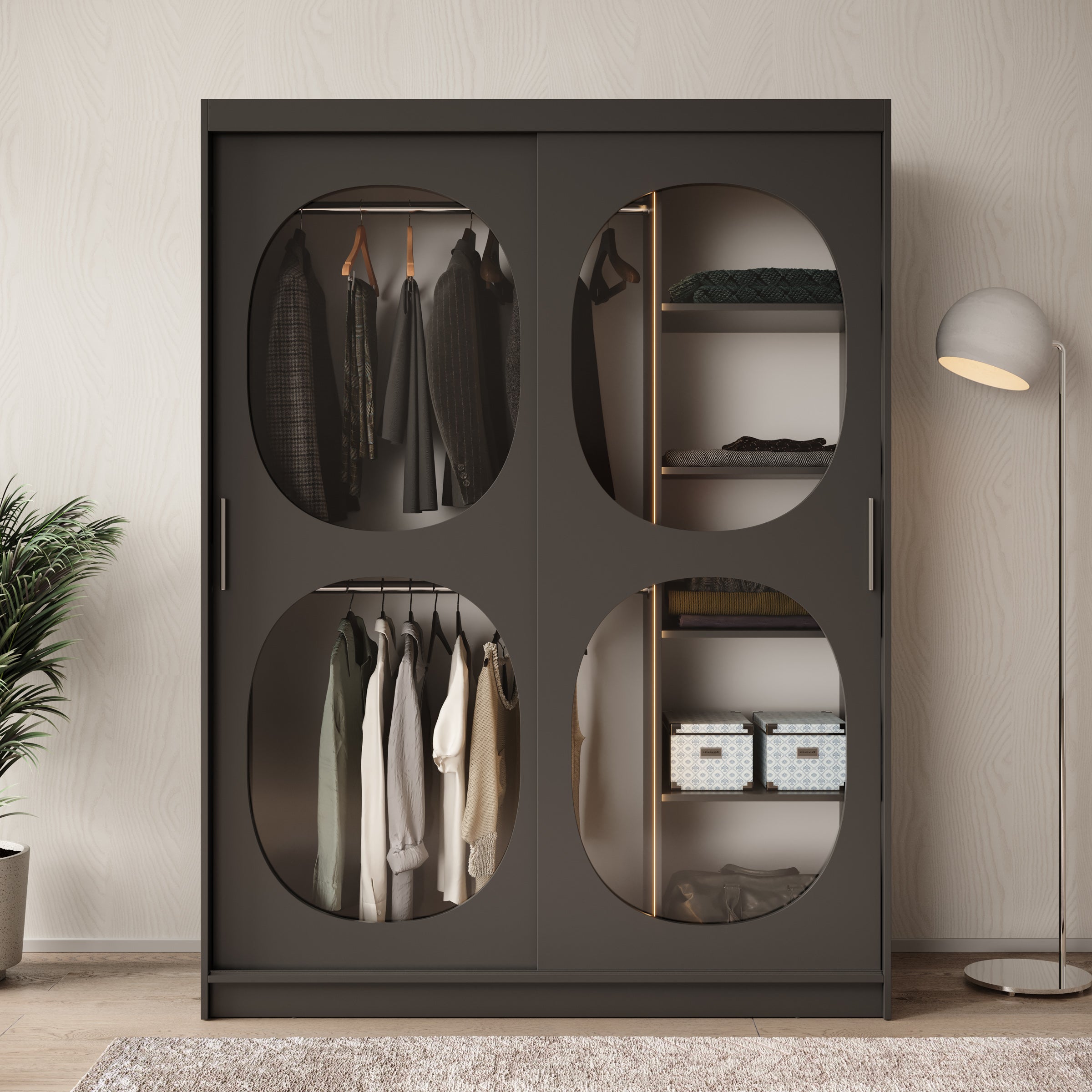 Bravanti - Kledingkast - Zwart - 150x62x200 cm