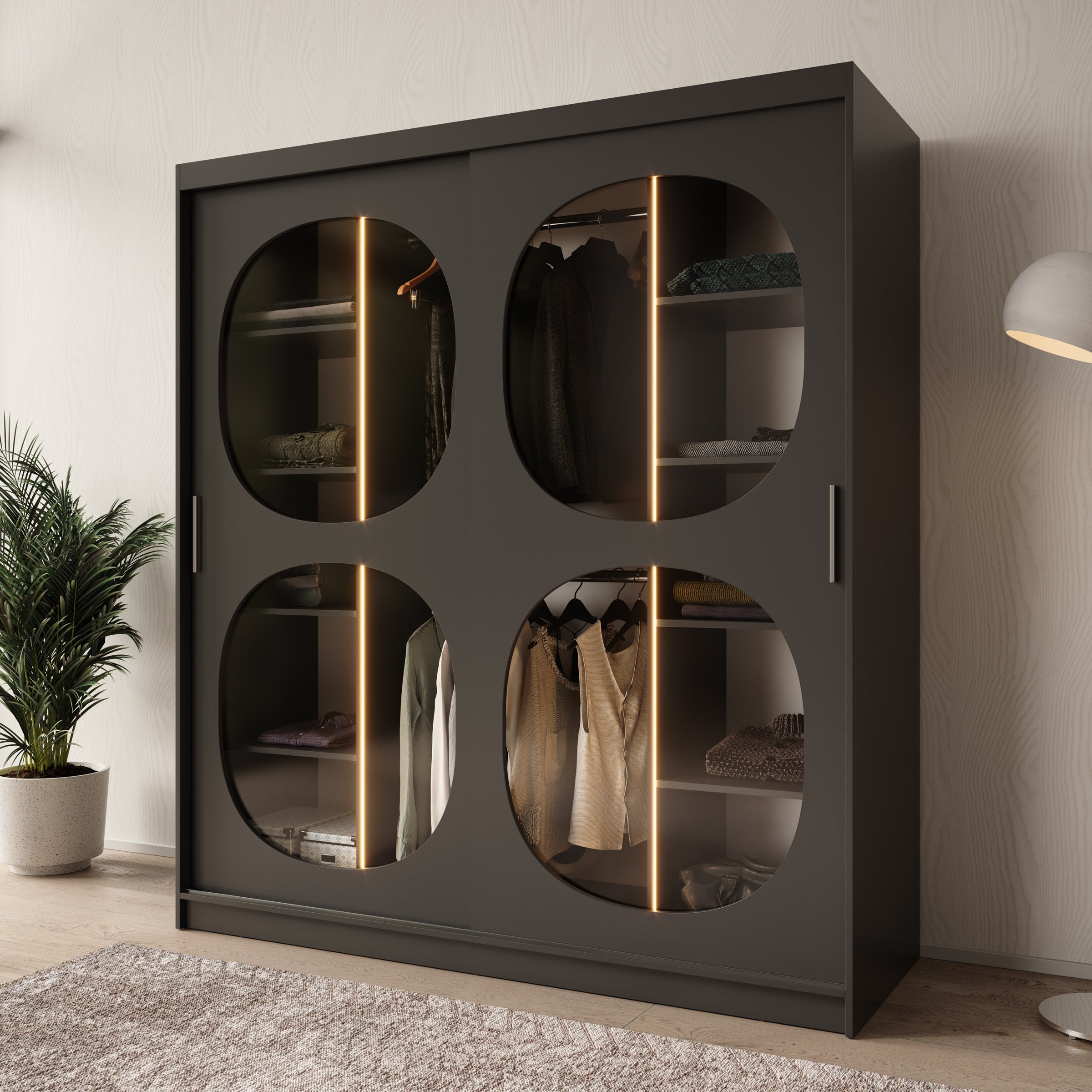 Bravanti - Kledingkast - Zwart - 180x62x200 cm