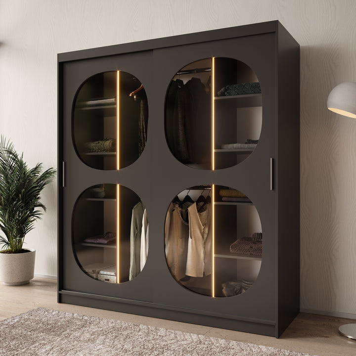 Bravanti - Kledingkast - Zwart - 180x62x200 cm