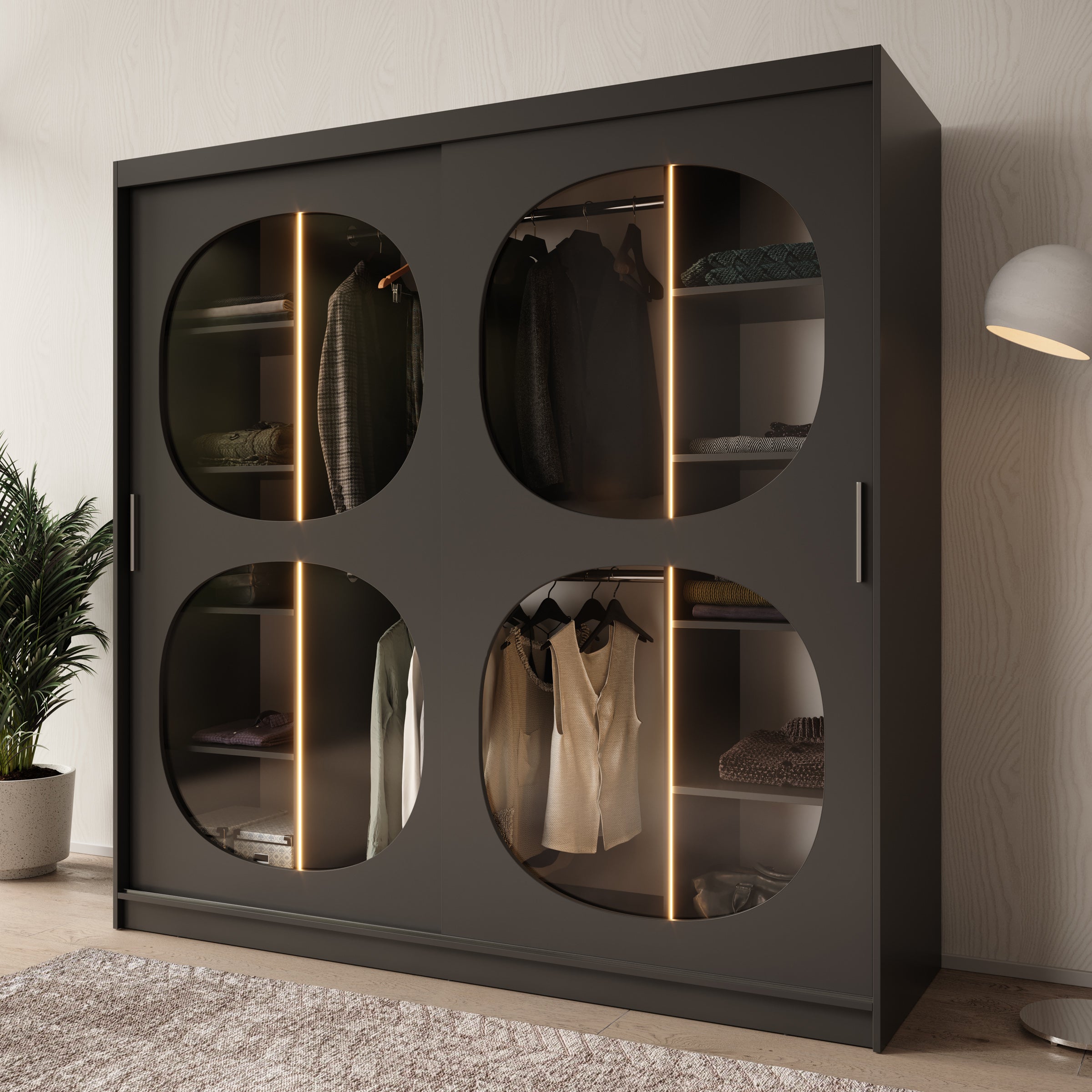 Bravanti - Kledingkast - Zwart - 200x62x200 cm