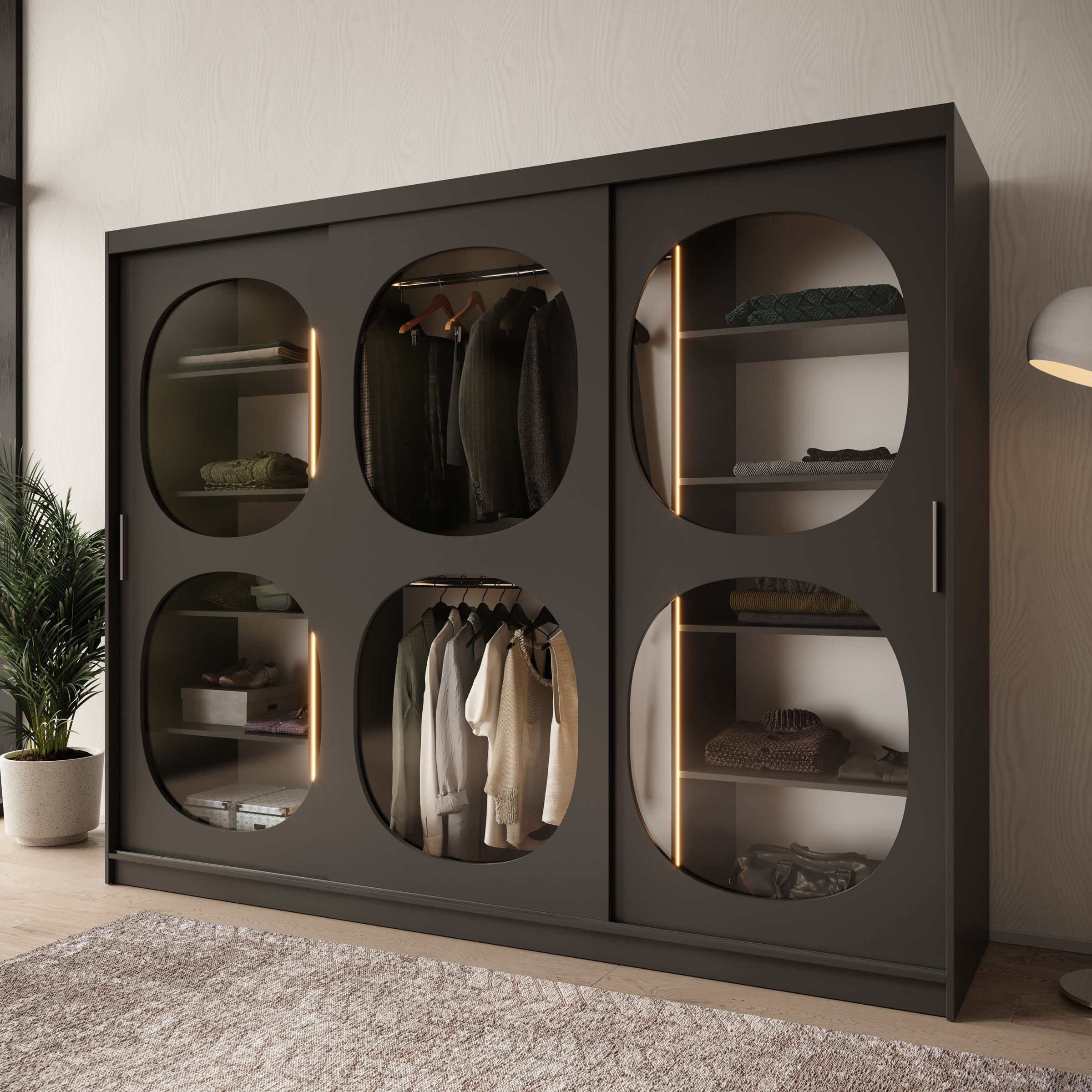 Bravanti - Kledingkast - Zwart - 250x62x200 cm