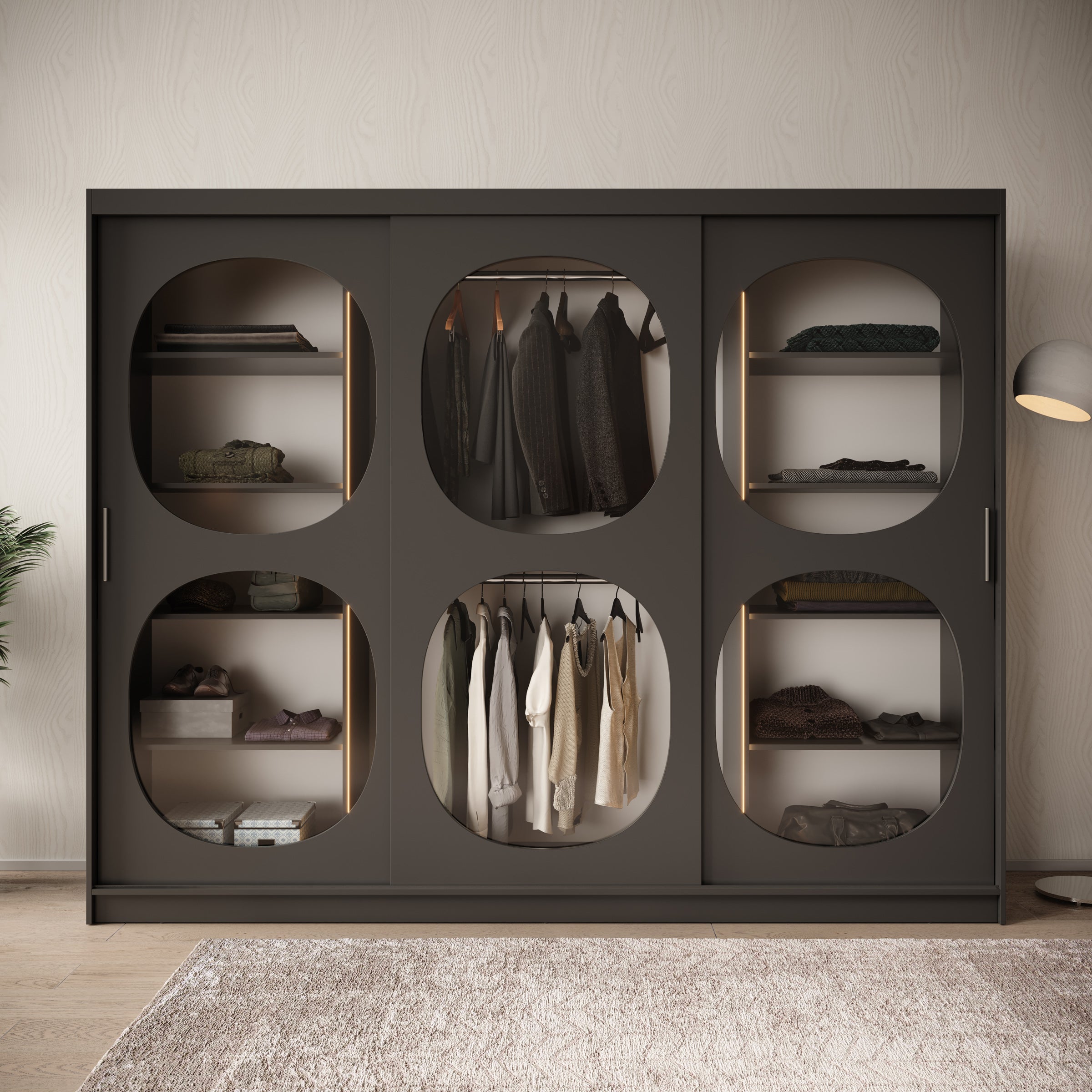Bravanti - Kledingkast - Zwart - 250x62x200 cm