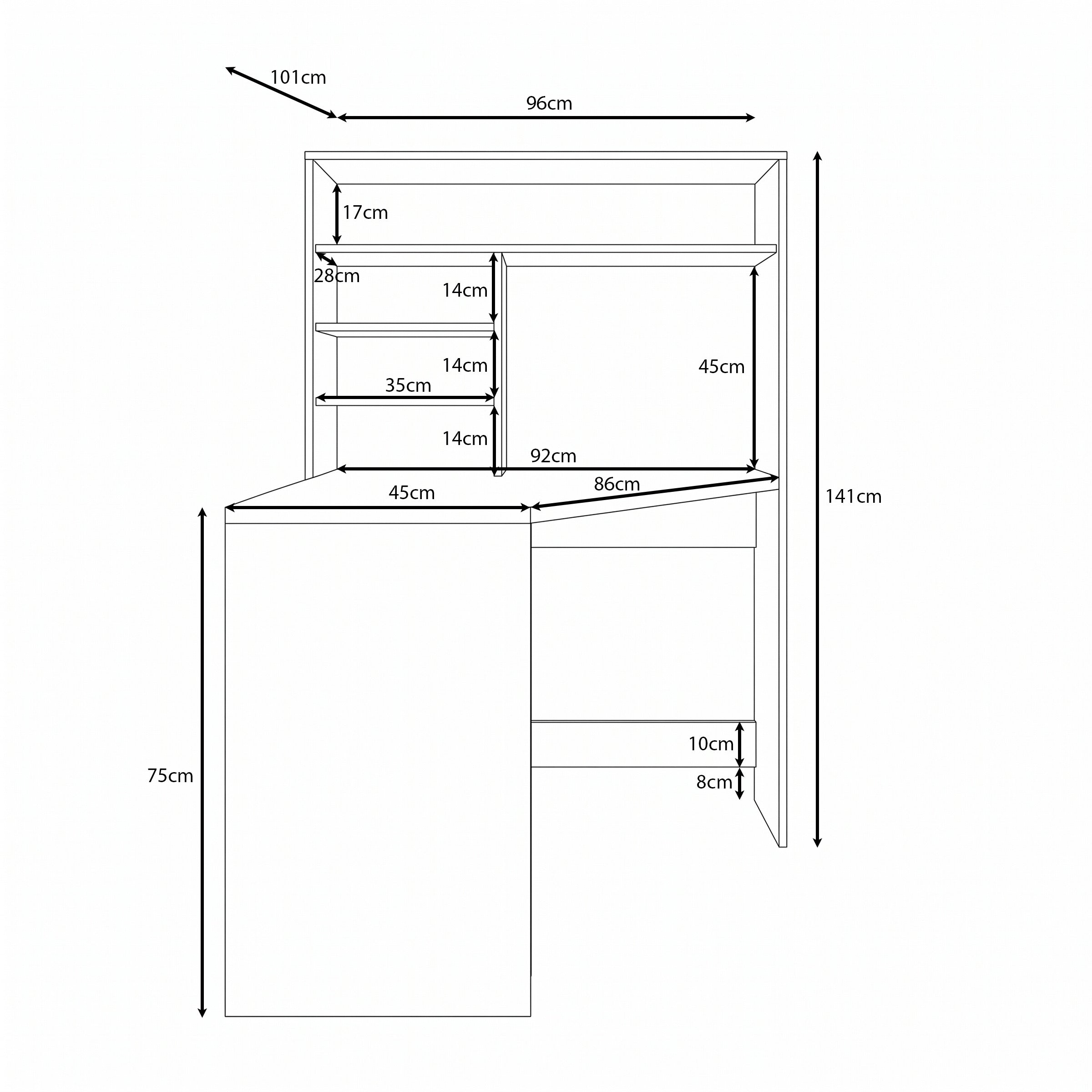 Brento - Bureau - Wit - 101x96x75 cm