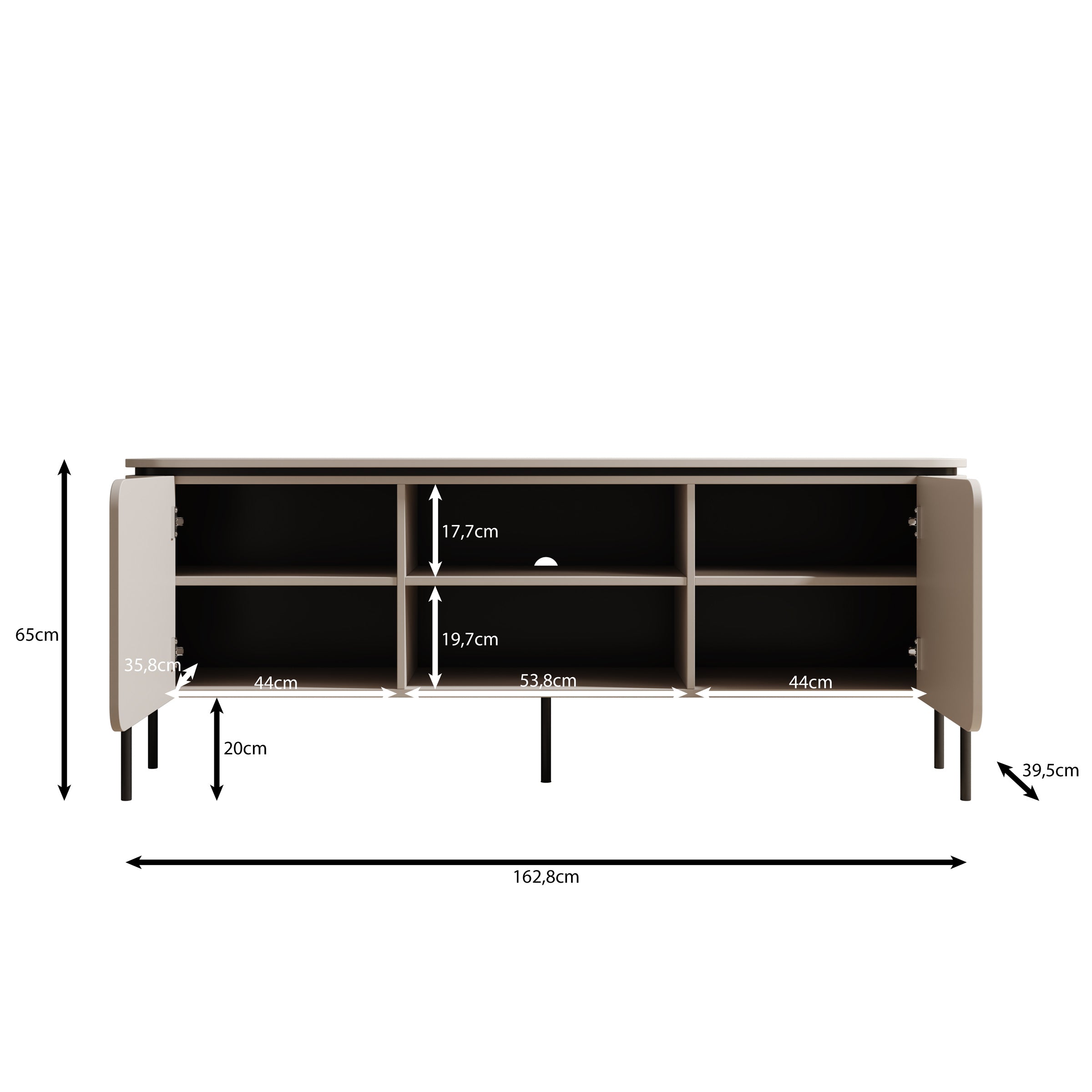 Breva - TV-Meubel - Beige - 163x40x65 cm
