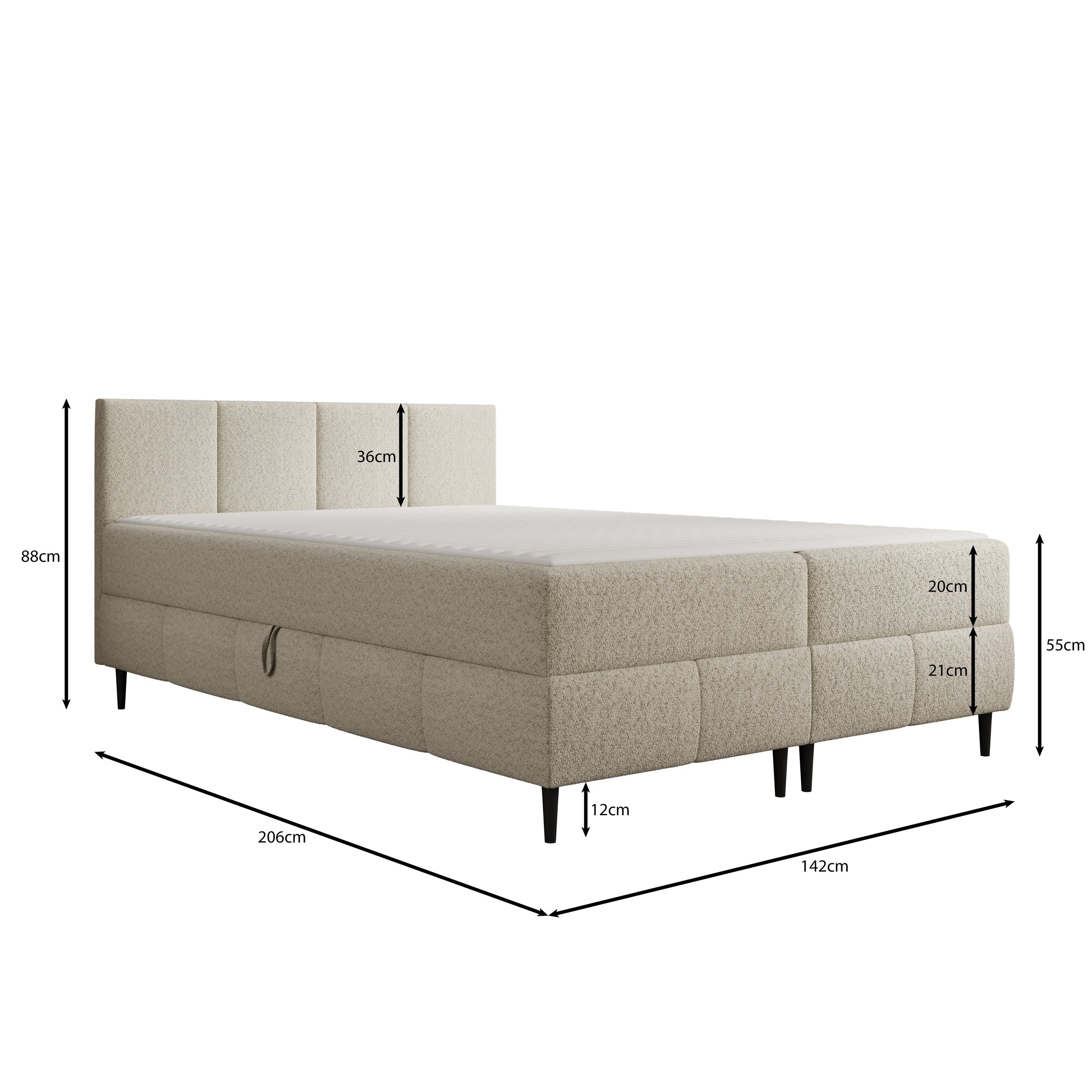 Brisa - Boxspring met opbergruimte - Teddystof beige - 140x200 cm