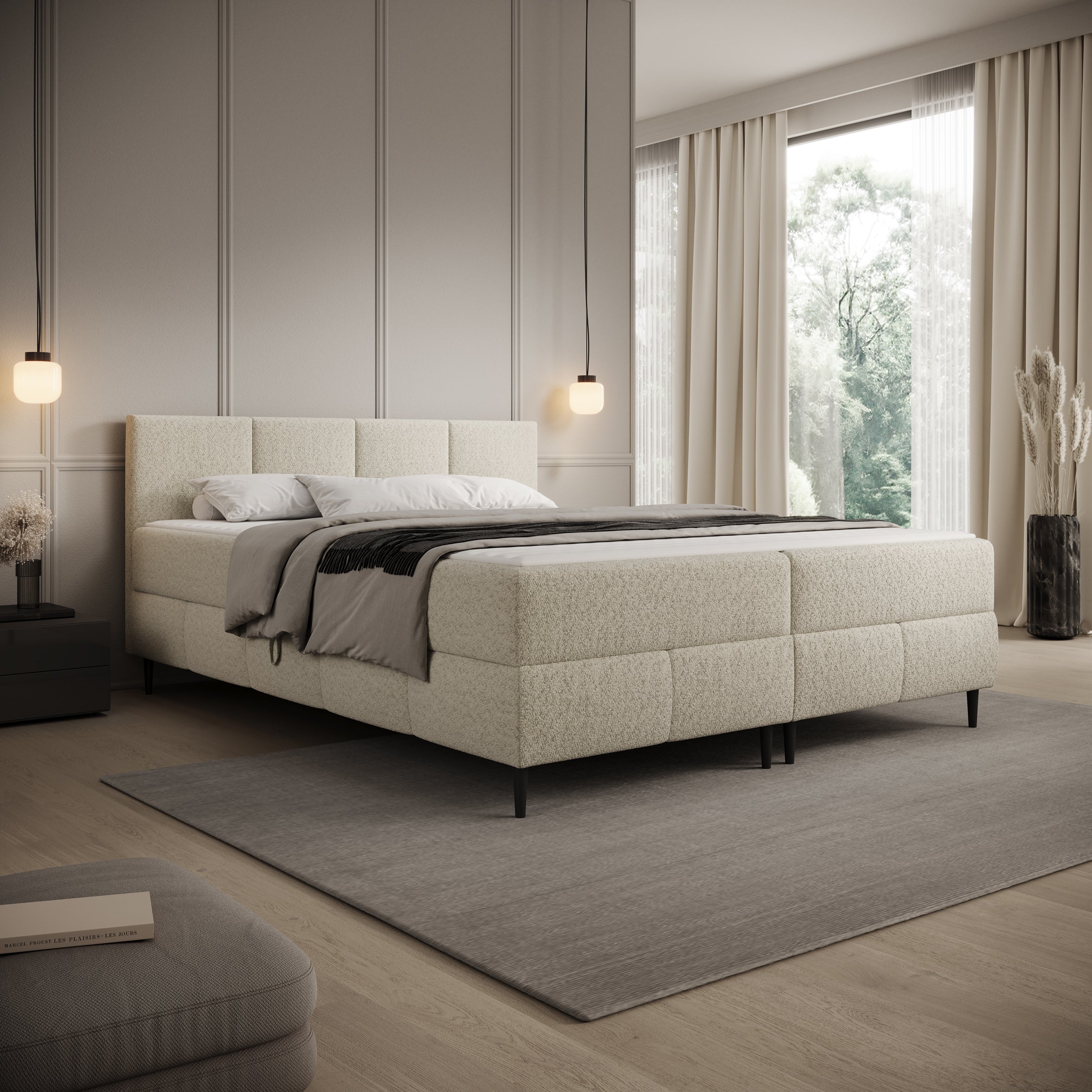 Brisa - Boxspring met opbergruimte - Teddystof beige - 160x200 cm