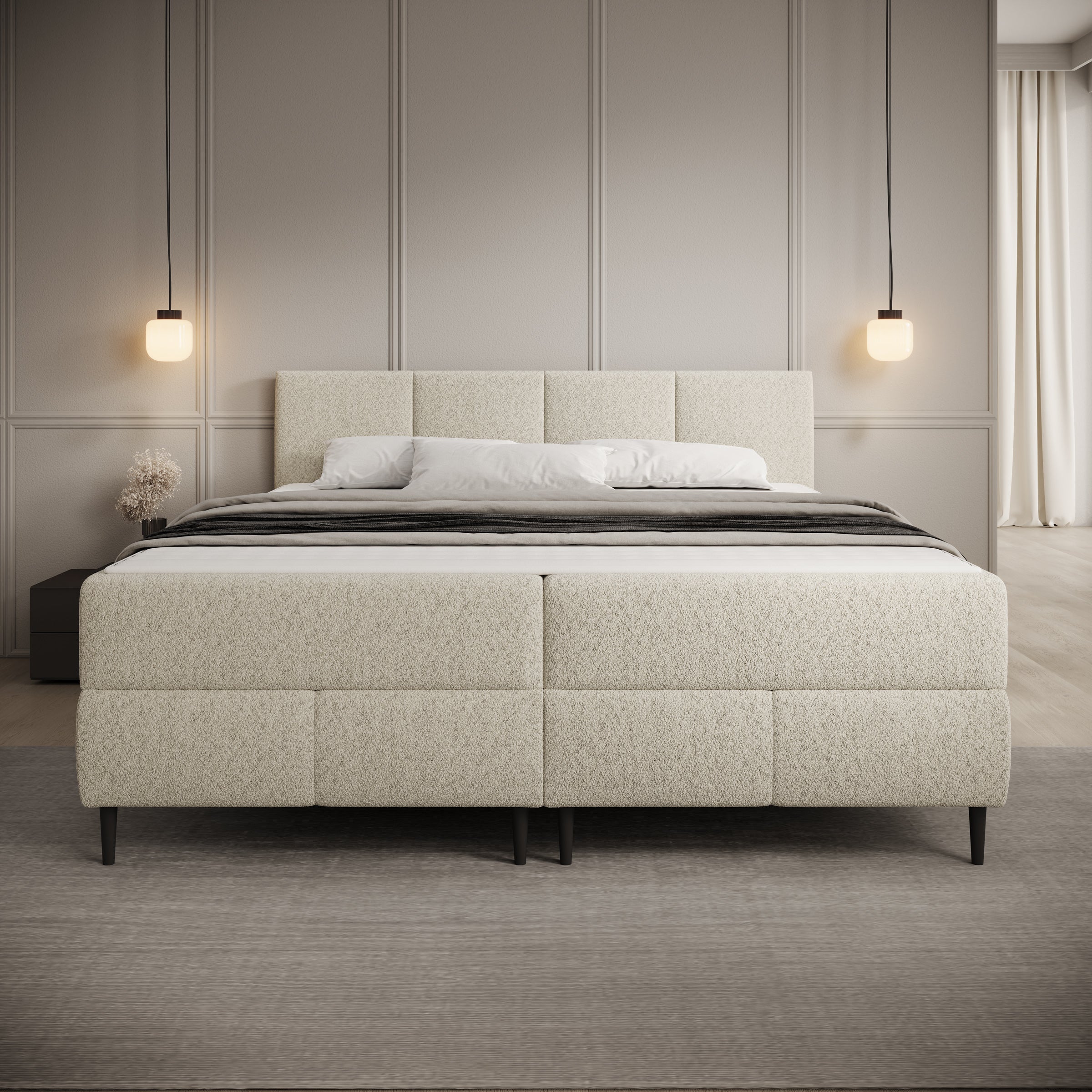 Brisa - Boxspring met opbergruimte - Teddystof beige - 160x200 cm