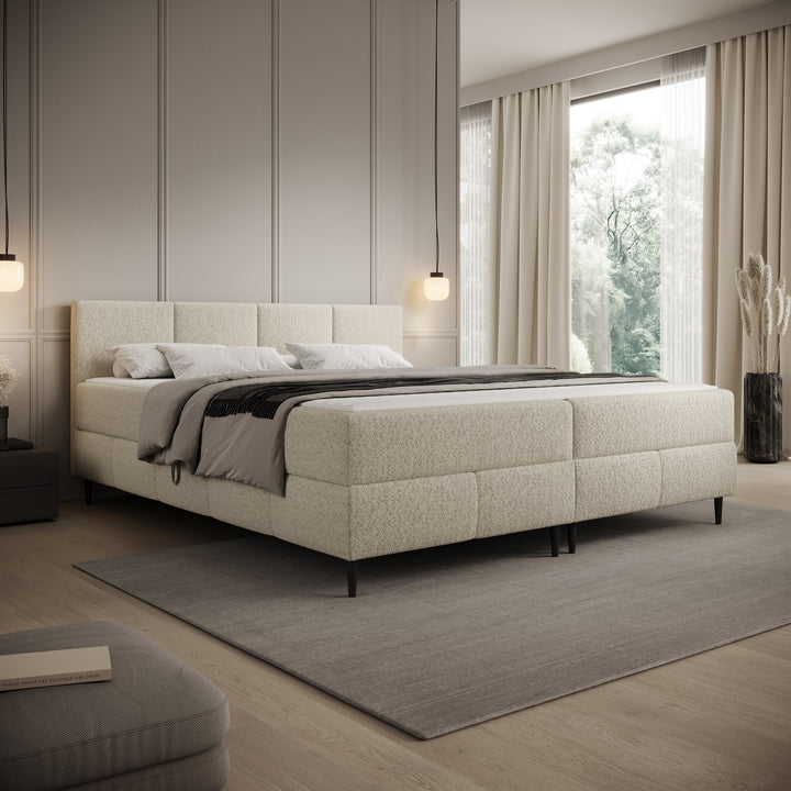 Brisa - Boxspring met opbergruimte - Teddystof beige - 180x200 cm