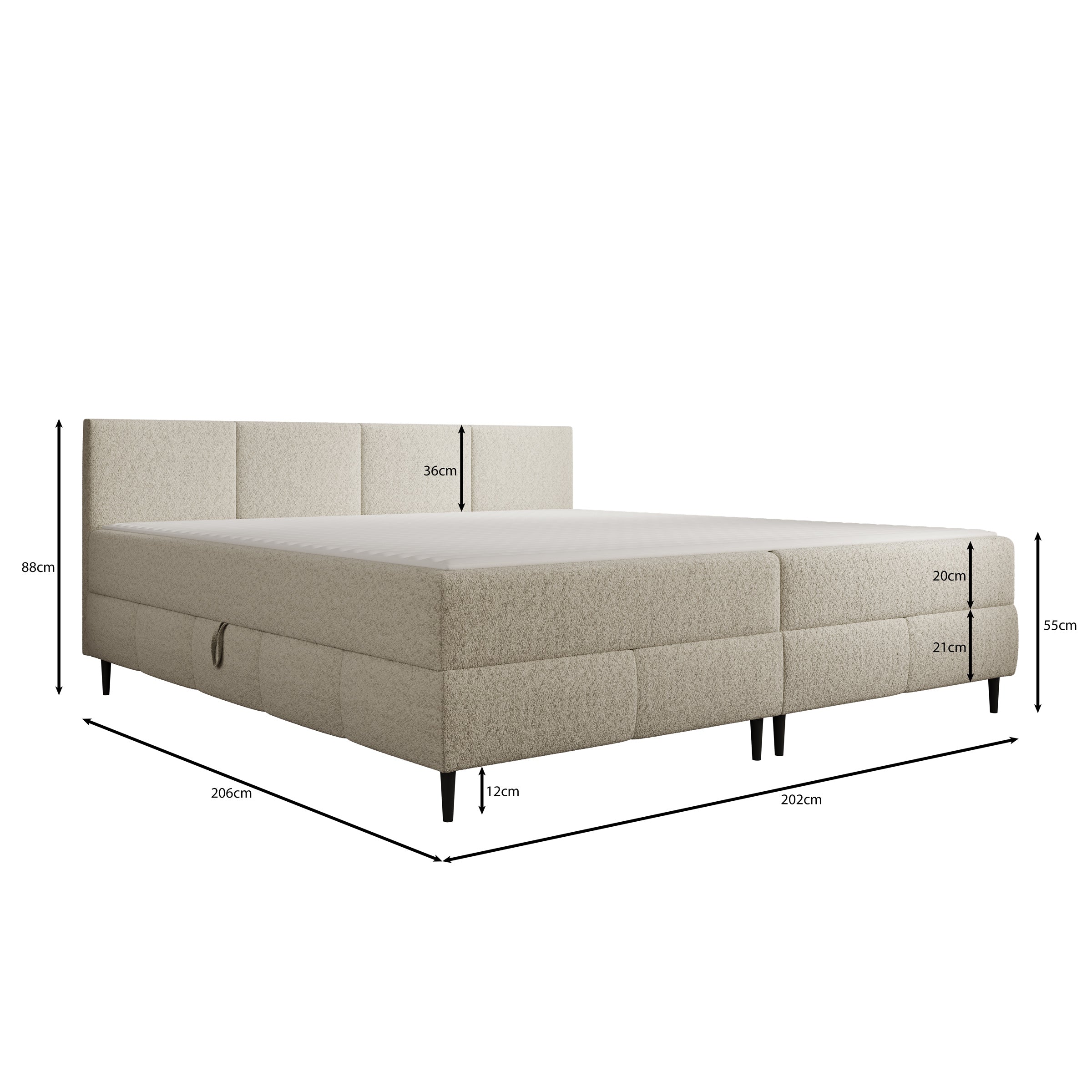 Brisa - Boxspring met opbergruimte - Teddystof beige - 200x200 cm