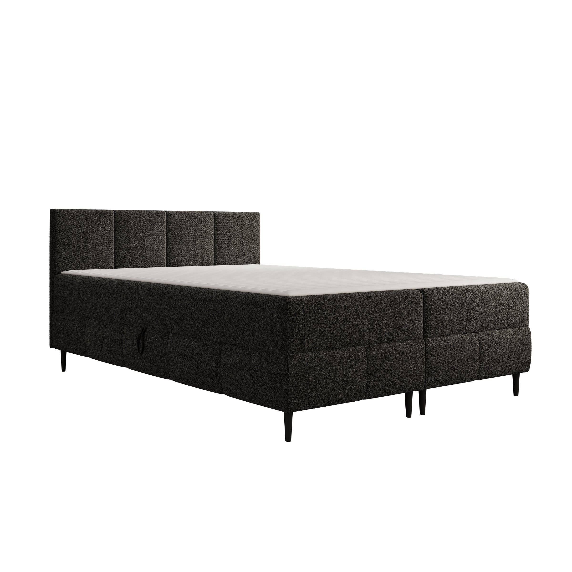 Brisa - Boxspring met opbergruimte - Teddystof zwart - 140x200 cm