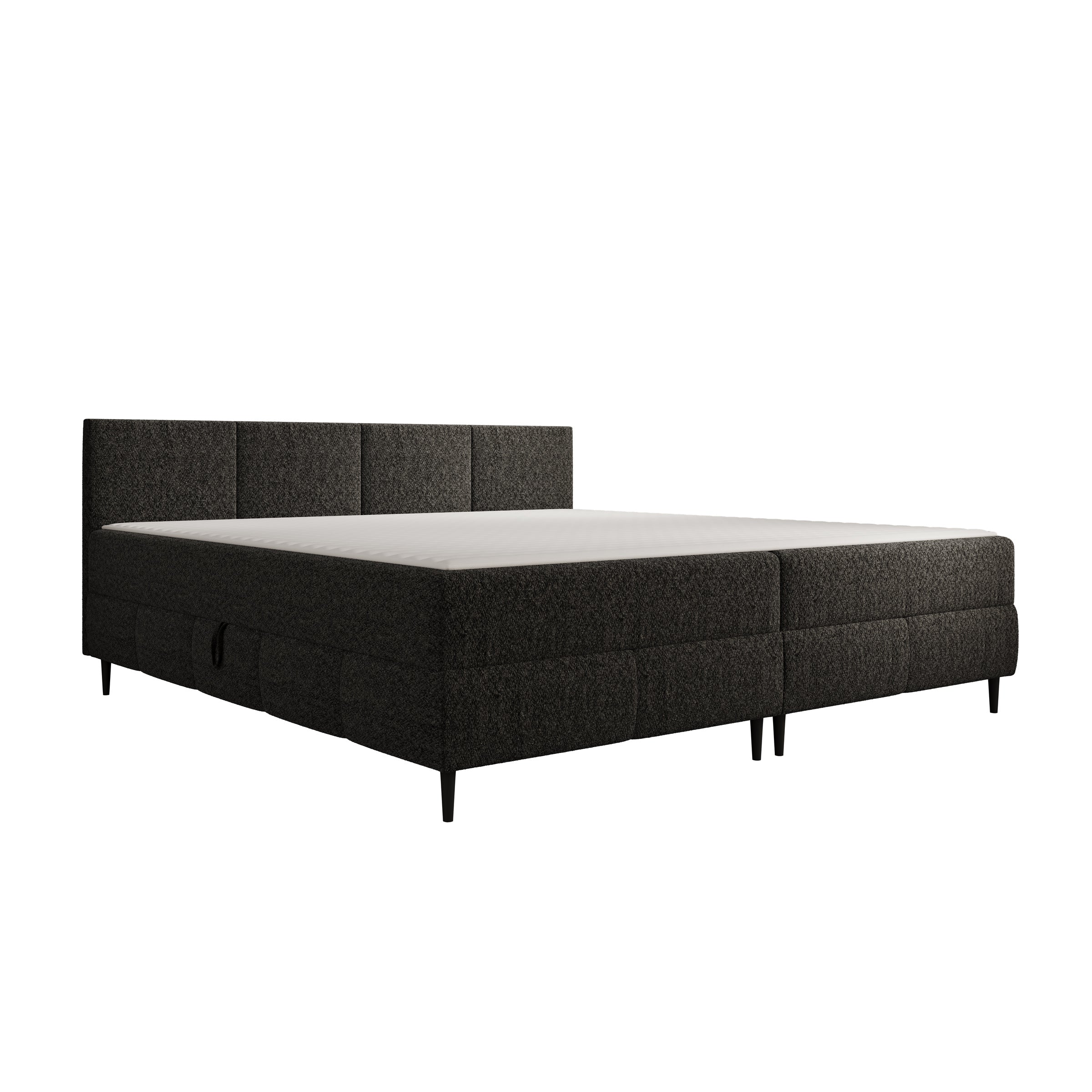 Brisa - Boxspring met opbergruimte - Teddystof zwart - 200x200 cm