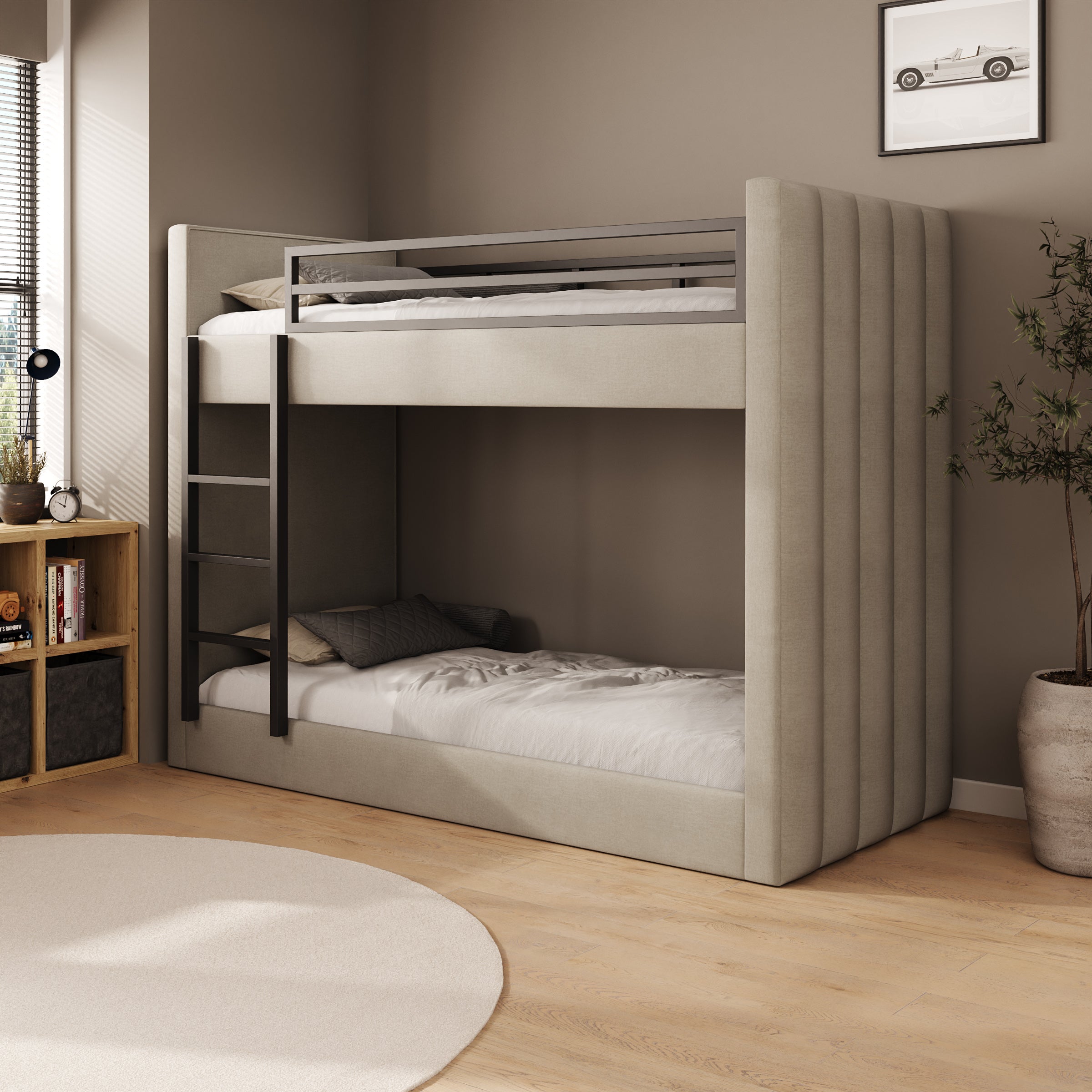 Brivon - Stapelbed - Velvet beige - 90x200 cm