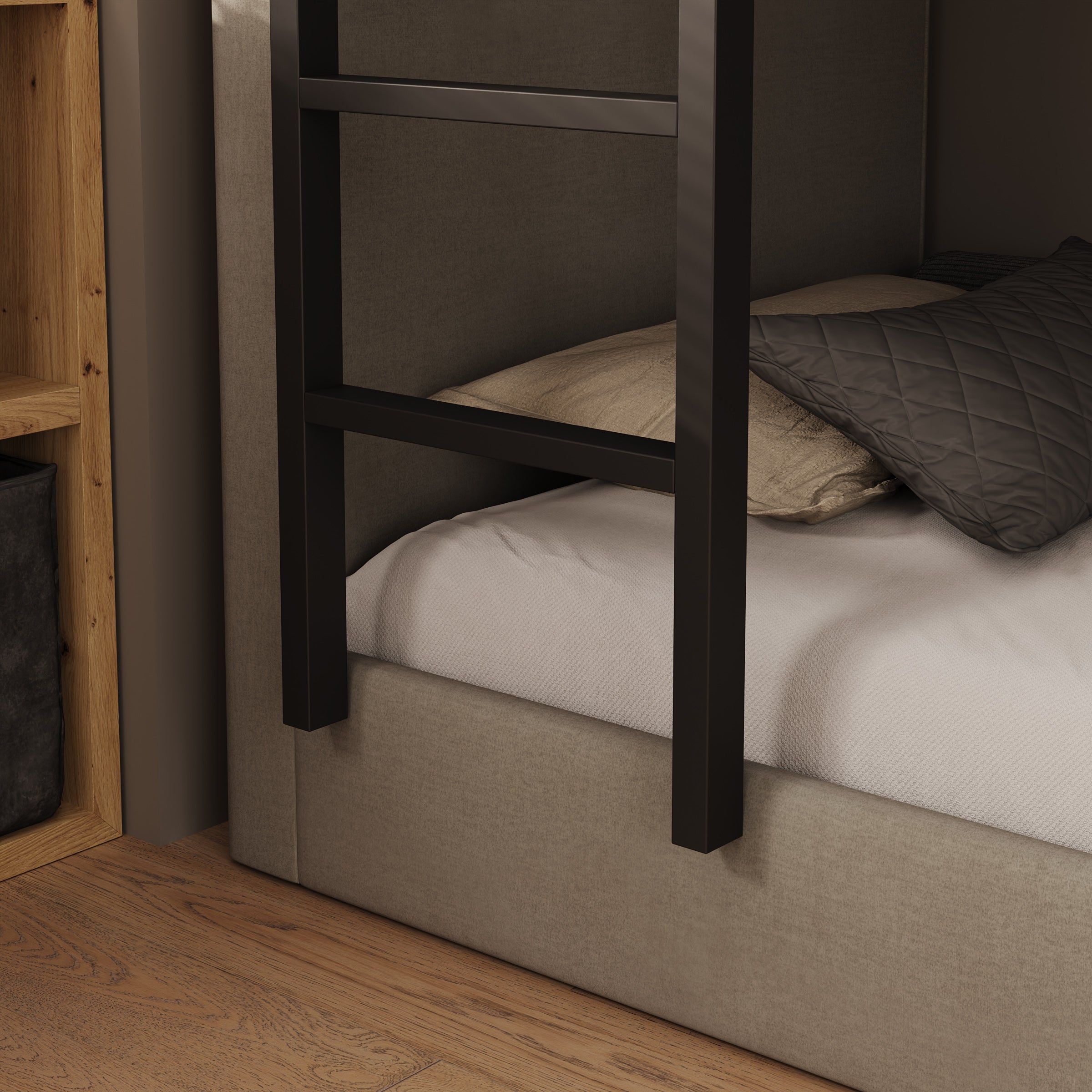 Brivon - Stapelbed - Velvet beige - 90x200 cm