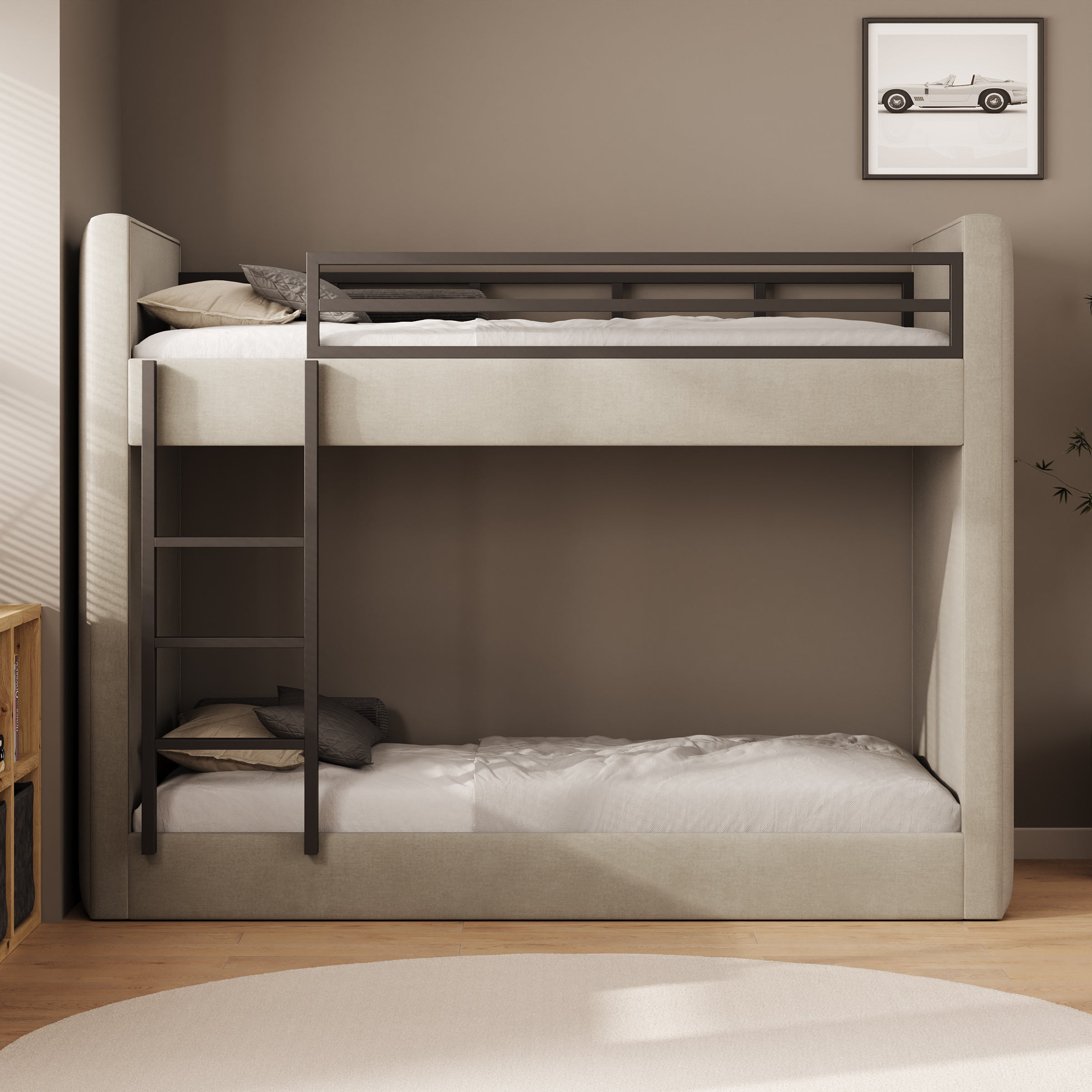 Brivon - Stapelbed - Velvet beige - 90x200 cm