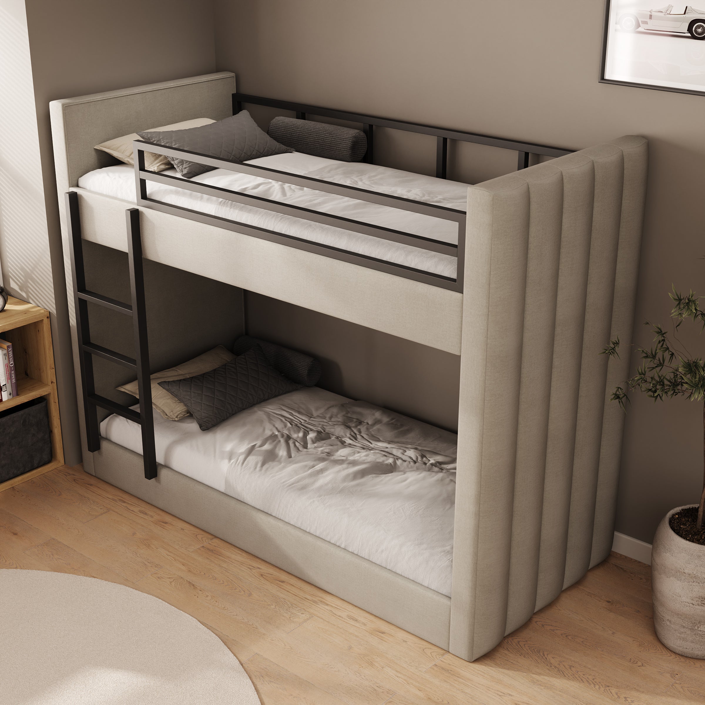 Brivon - Stapelbed - Velvet beige - 90x200 cm