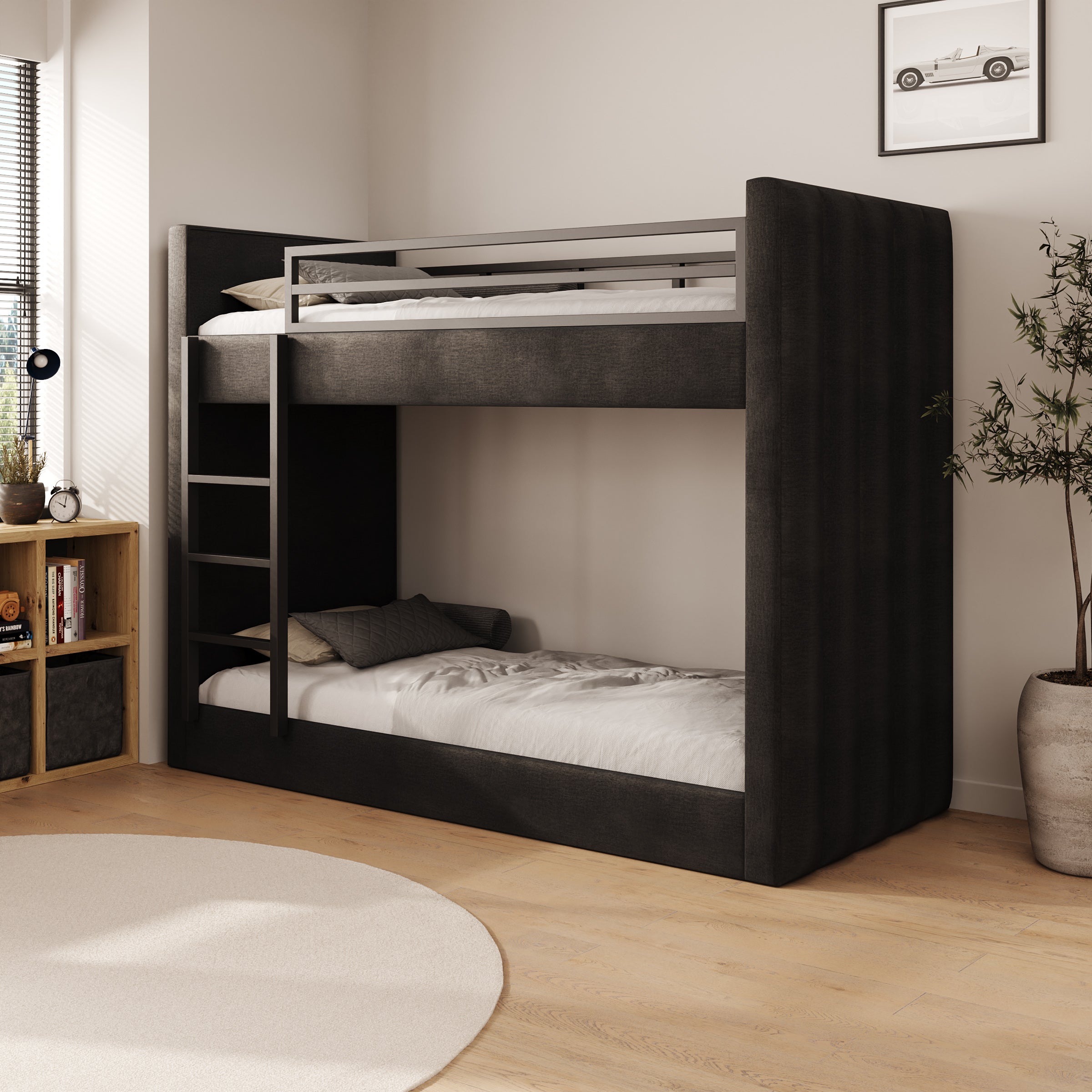 Brivon - Stapelbed - Velvet zwart - 90x200 cm