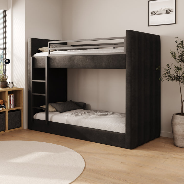Brivon - Stapelbed - Velvet zwart - 90x200 cm