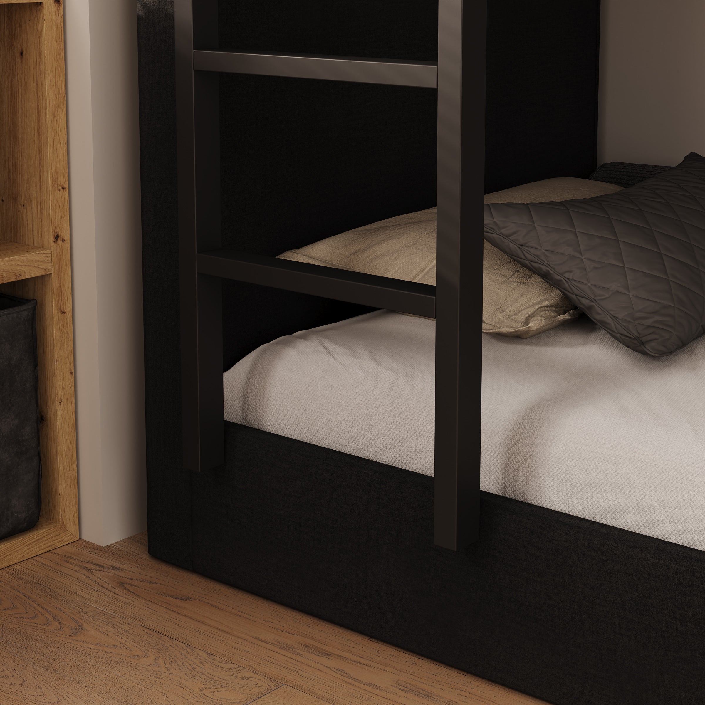 Brivon - Stapelbed - Velvet zwart - 90x200 cm