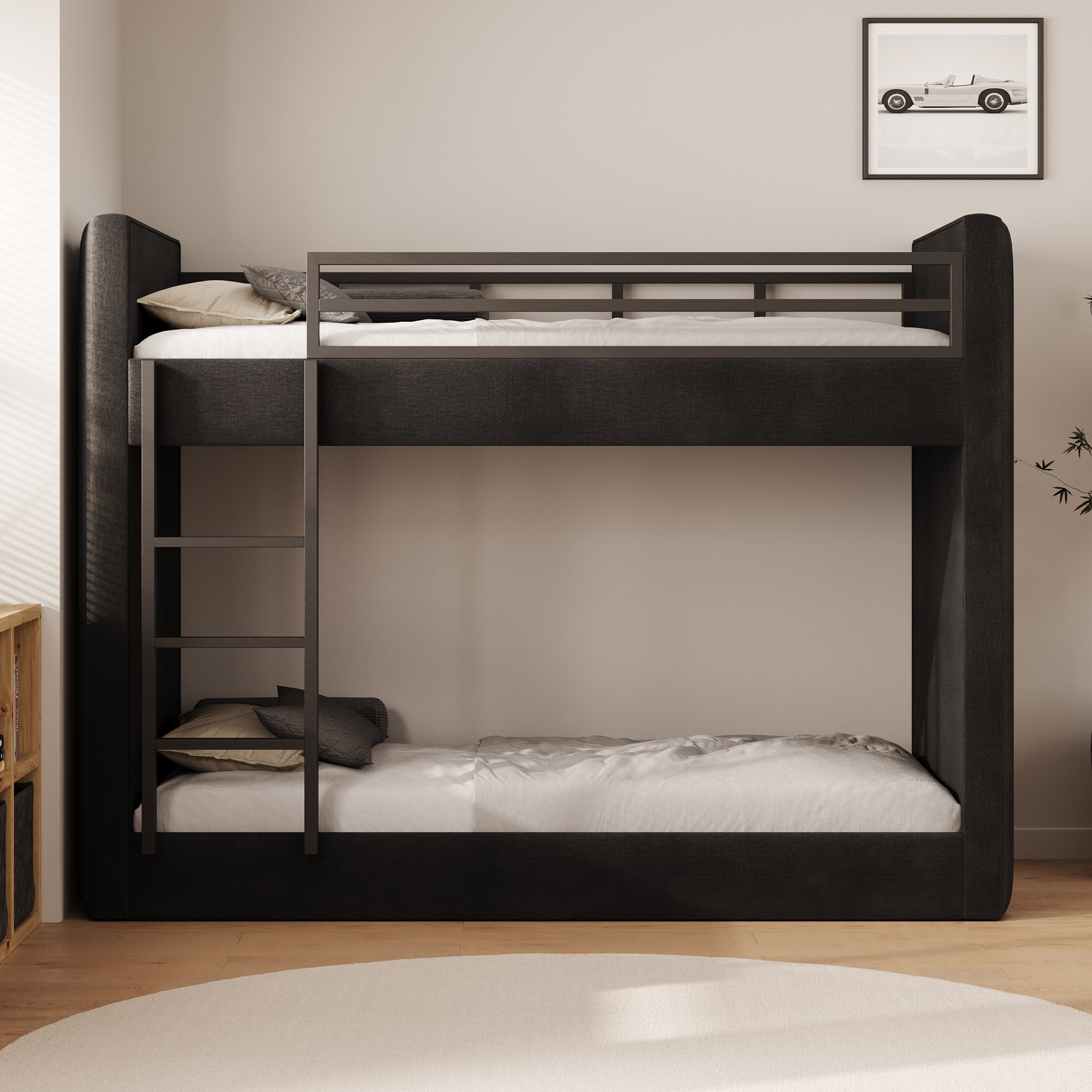 Brivon - Stapelbed - Velvet zwart - 90x200 cm