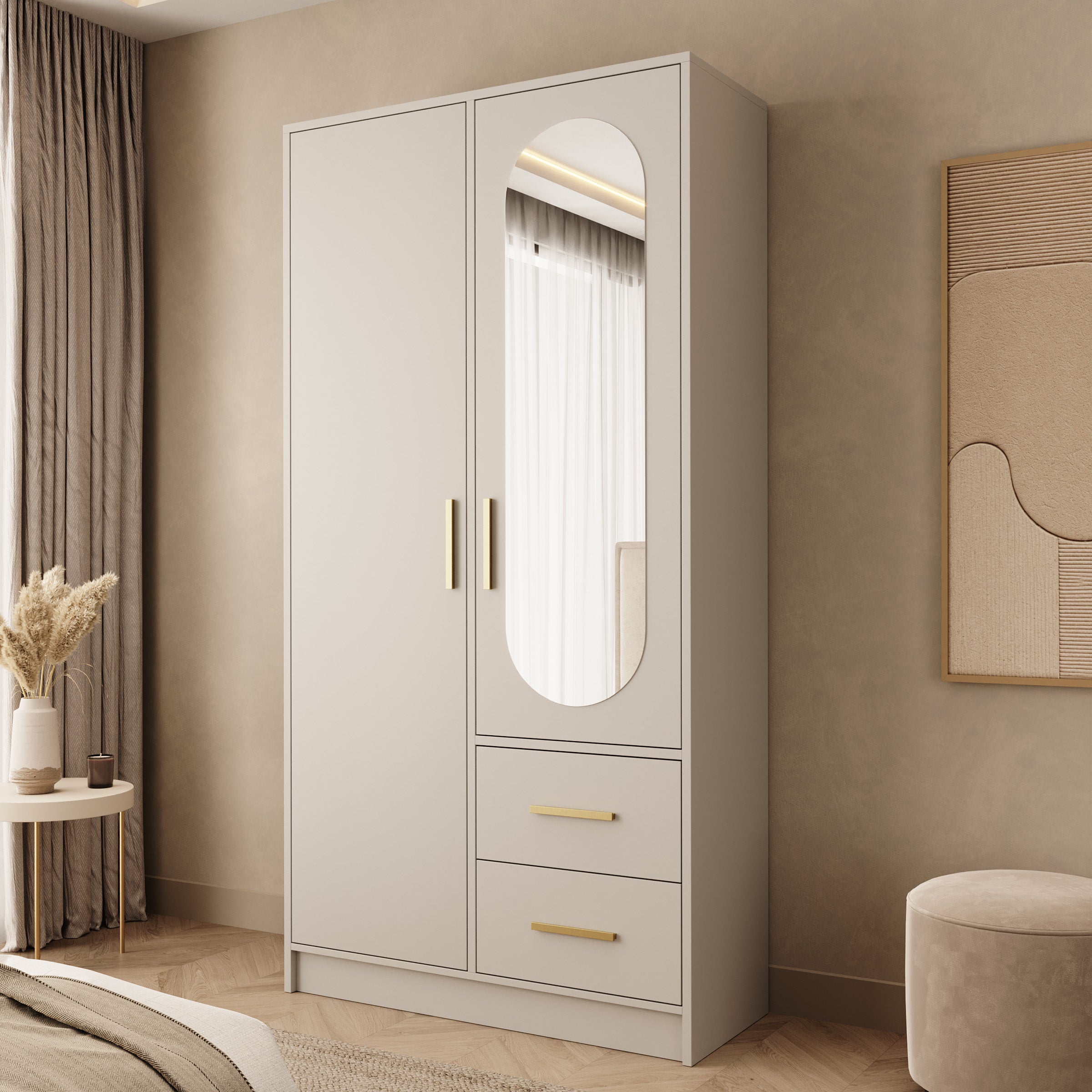 Brody - Kledingkast 2-deurs - Beige - 103x40x202 cm