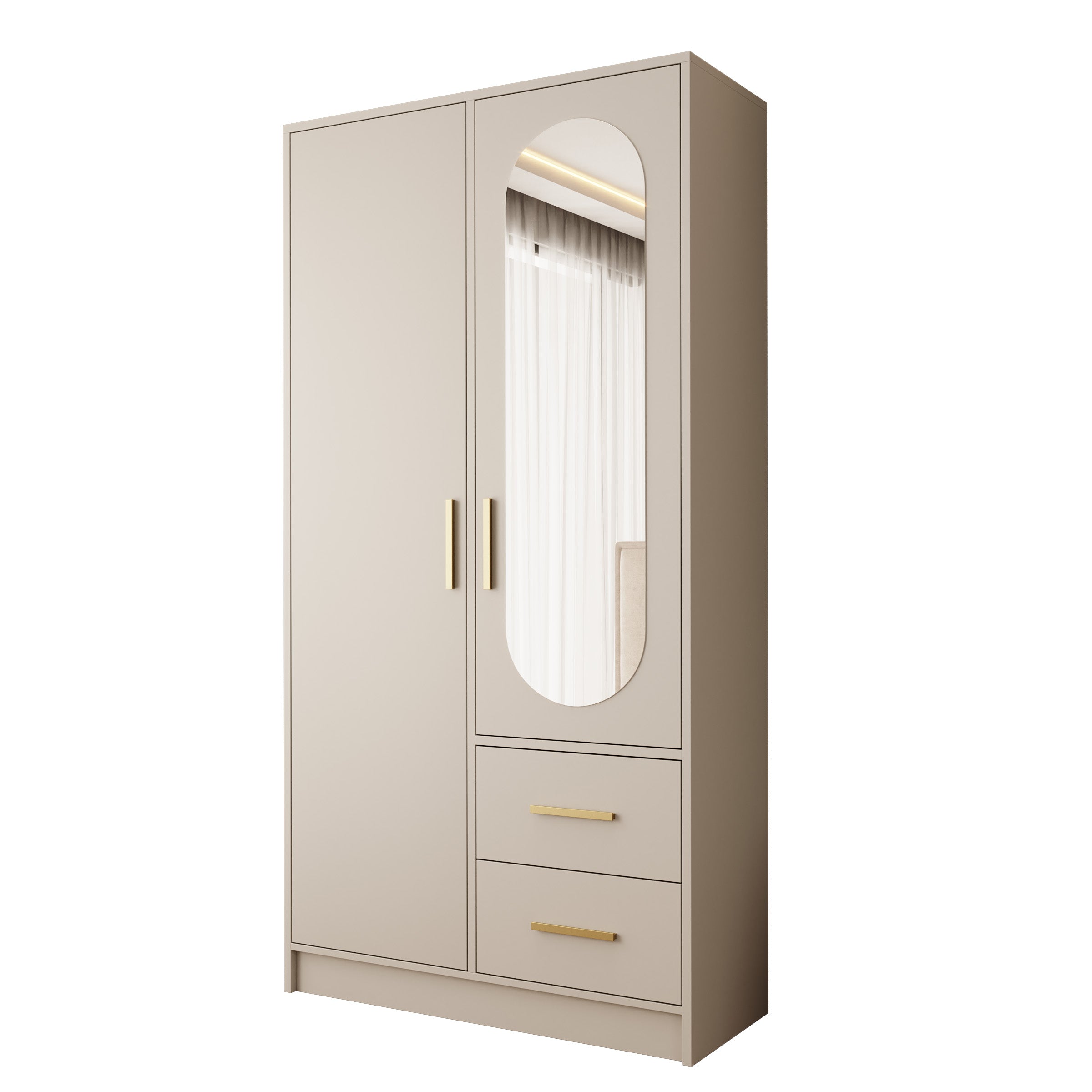 Brody - Kledingkast 2-deurs - Beige - 103x40x202 cm