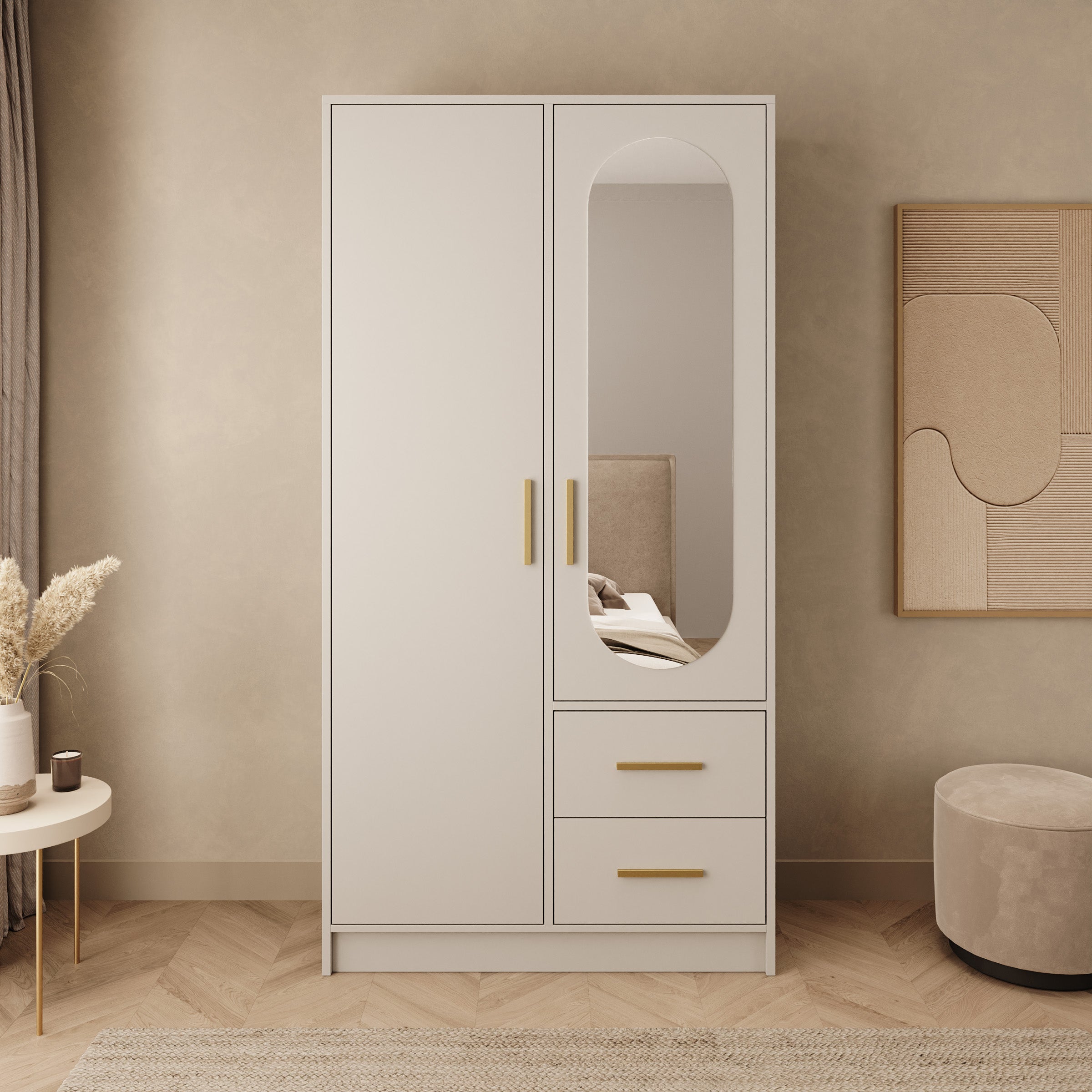 Brody - Kledingkast 2-deurs - Beige - 103x40x202 cm